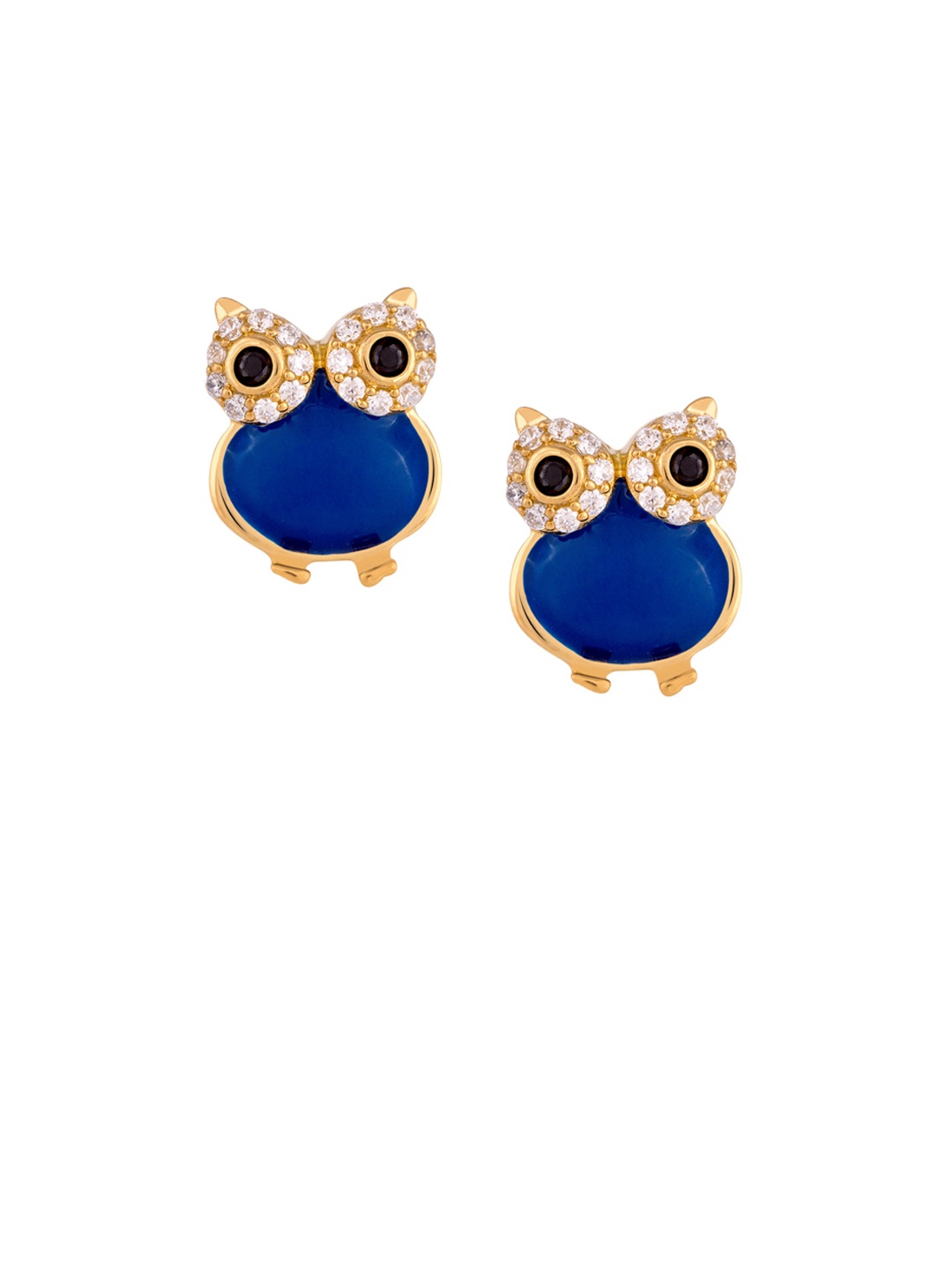 

TALISMAN Gold-Plated Blue Enamelled Contemporary Studs