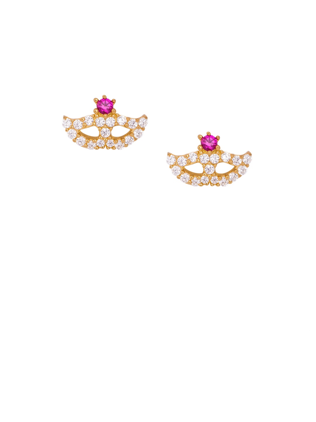 

TALISMAN Pink & White Gold-Plated CZ Handcrafted Geometric Studs