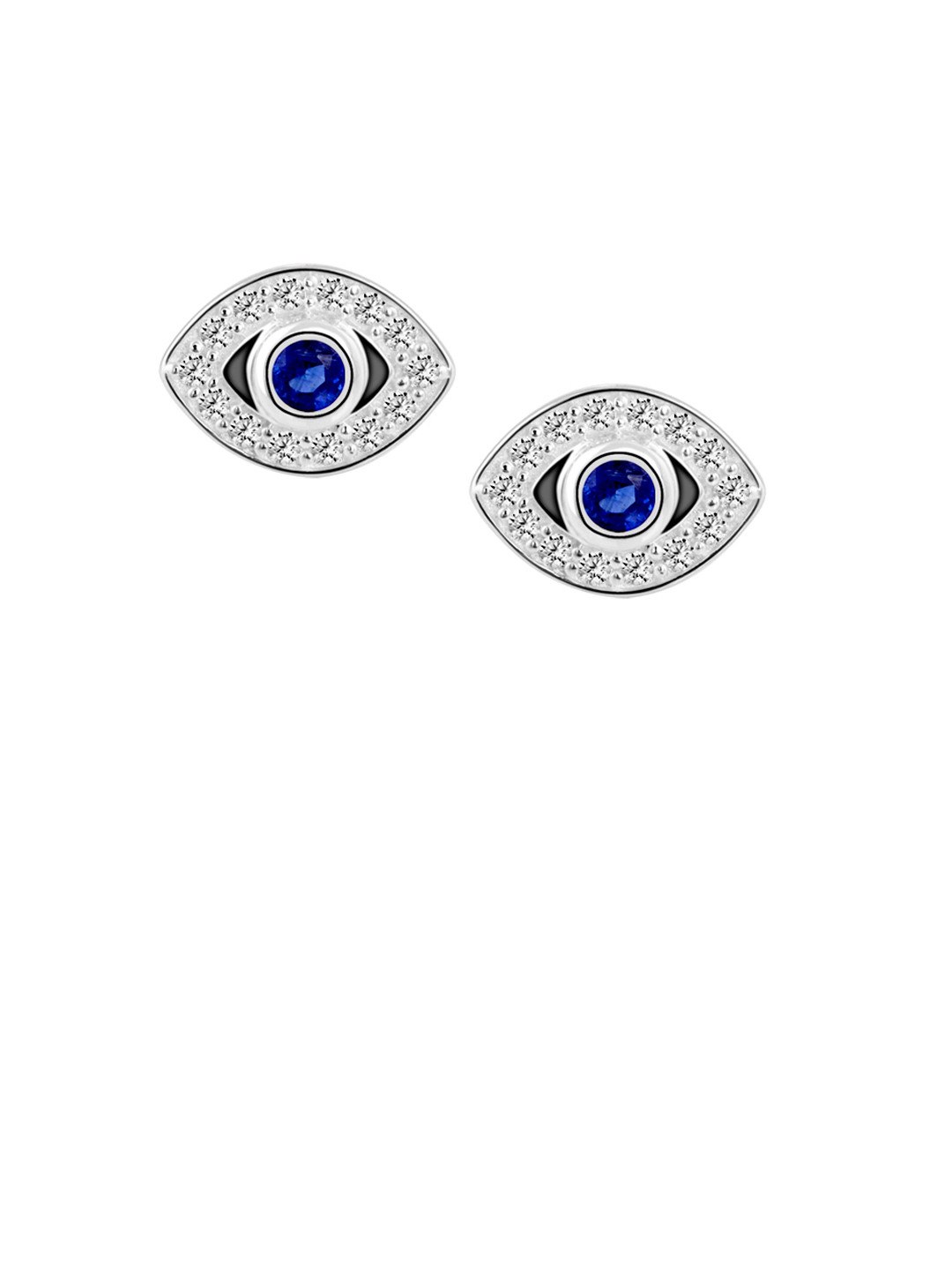 

TALISMAN Silver-Toned & Blue Sterling Silver Contemporary Studs