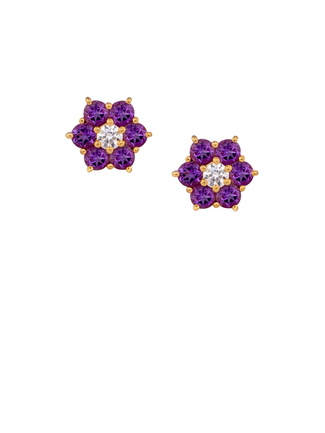 

TALISMAN Gold-Plated & Purple Floral Handcrafted Studs