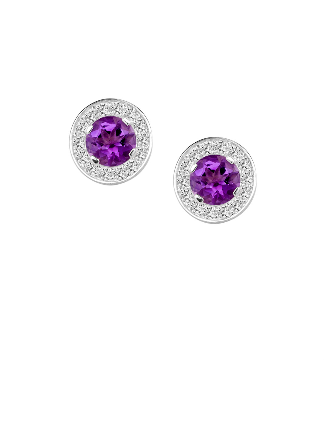 

TALISMAN Silver-Toned & Purple Rhodium Plated Handcrafted Circular Studs
