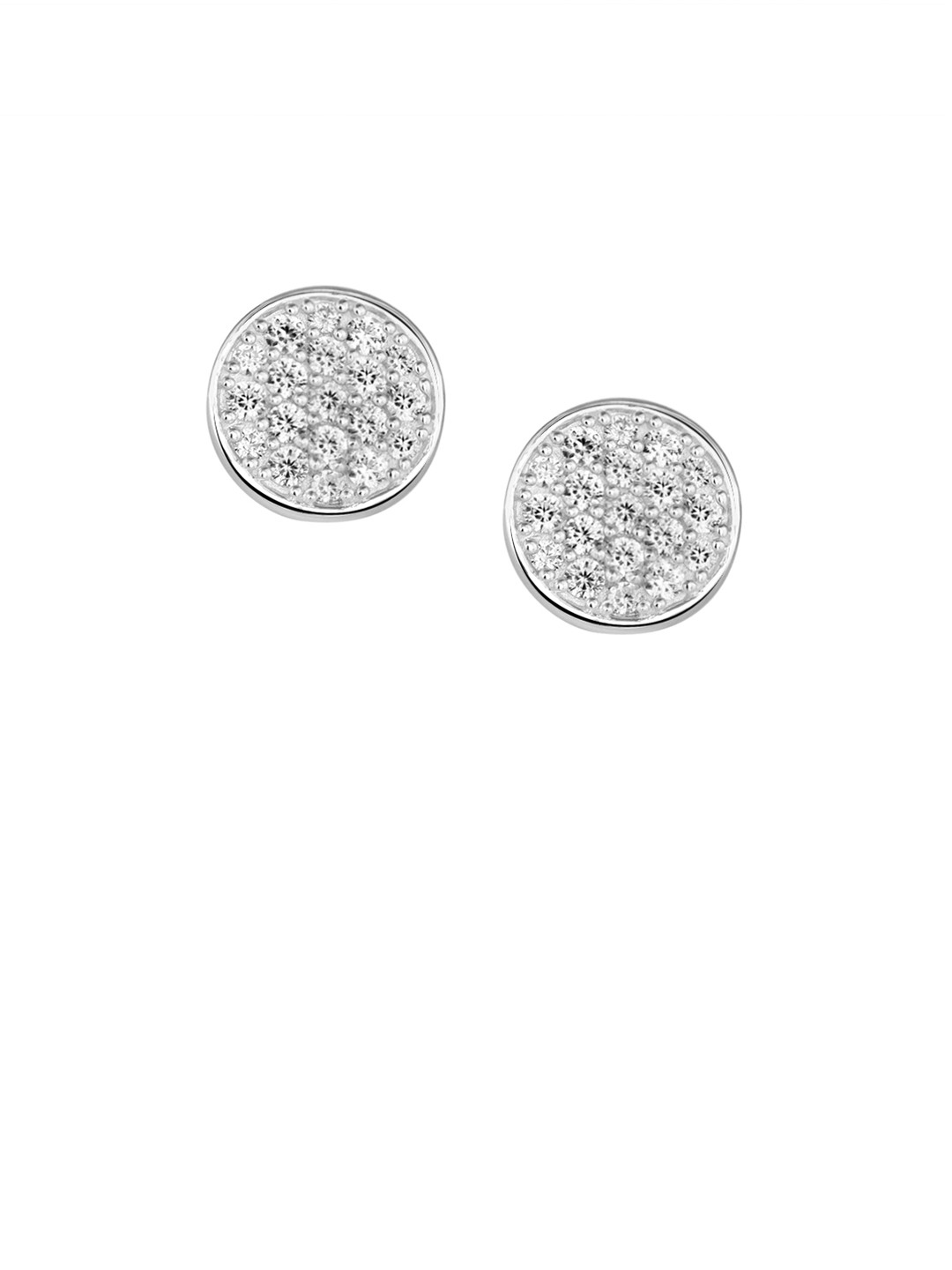 

TALISMAN Silver-Toned Rhodium-Plated CZ Handcrafted Circular Studs
