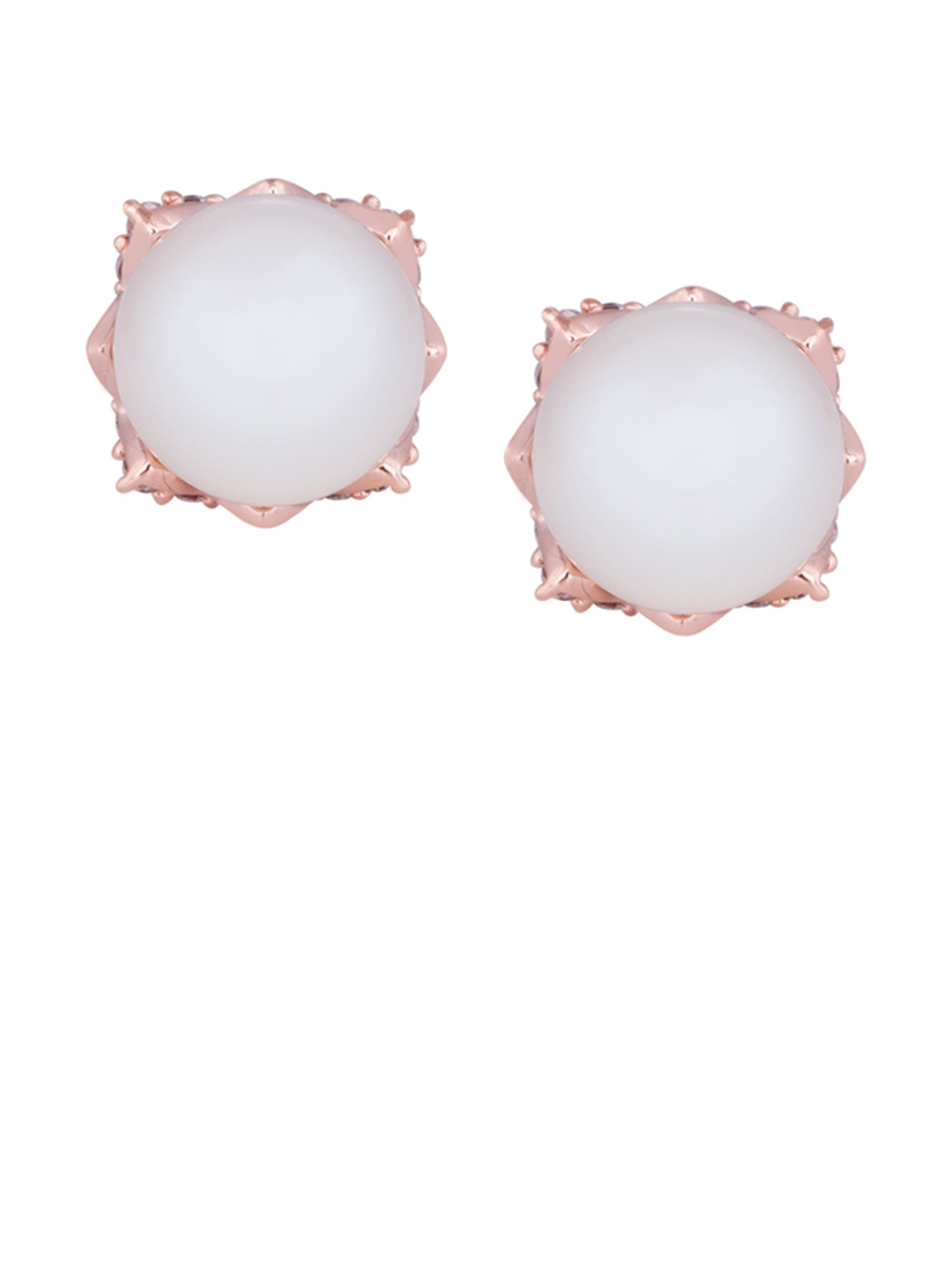 

TALISMAN Rose Gold-Toned White Handcrafted Spherical Studs
