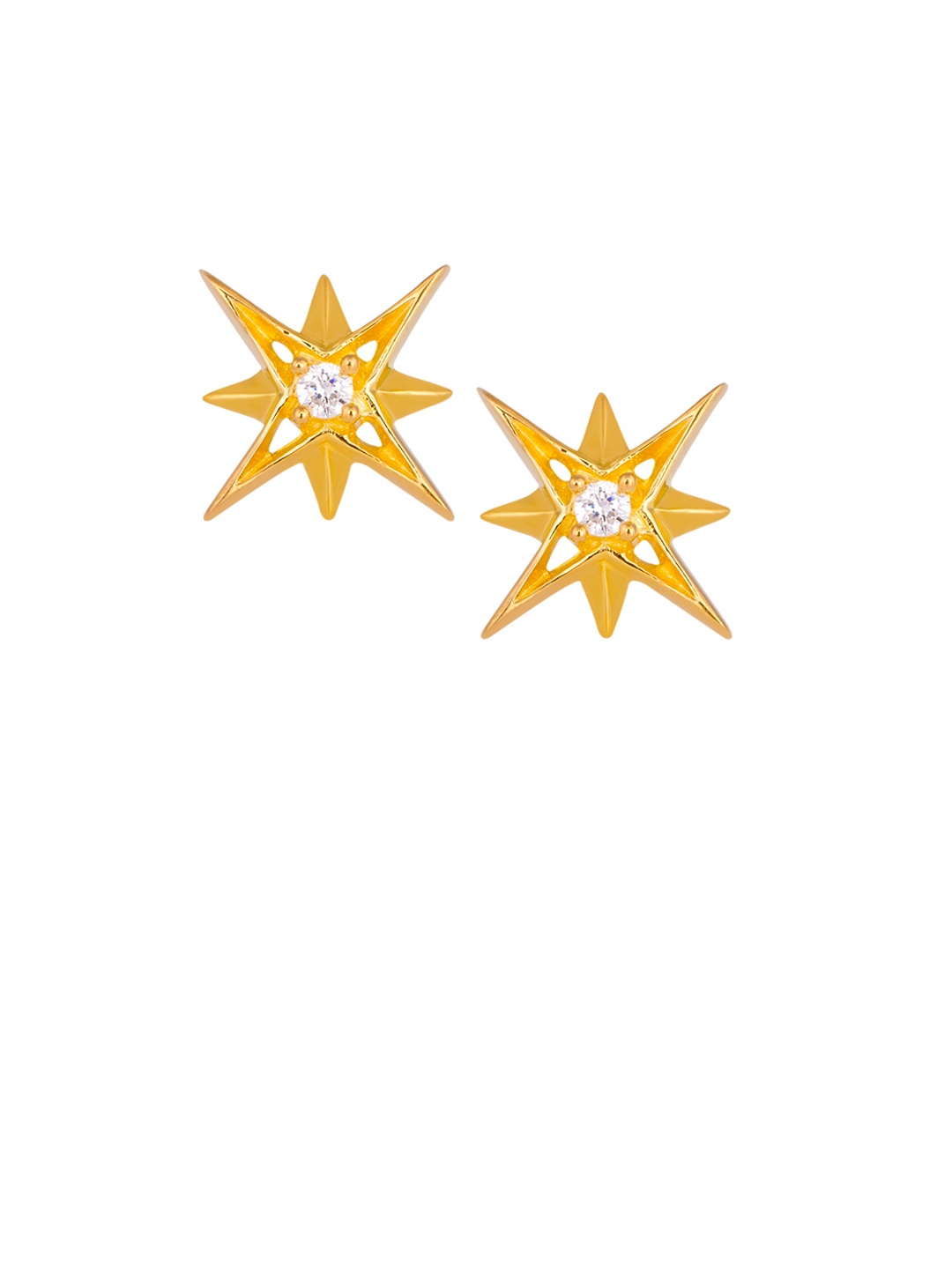 

TALISMAN Gold-Plated White Handcrafted Star Shaped Studs