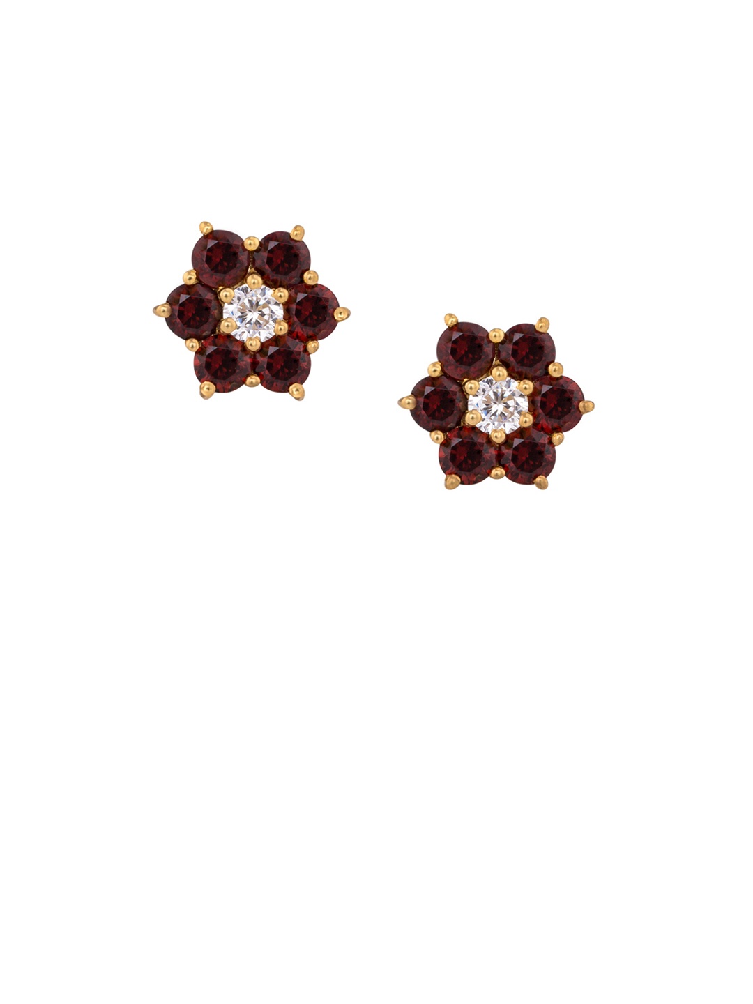 

TALISMAN Gold-Plated Maroon Handcrafted Studs