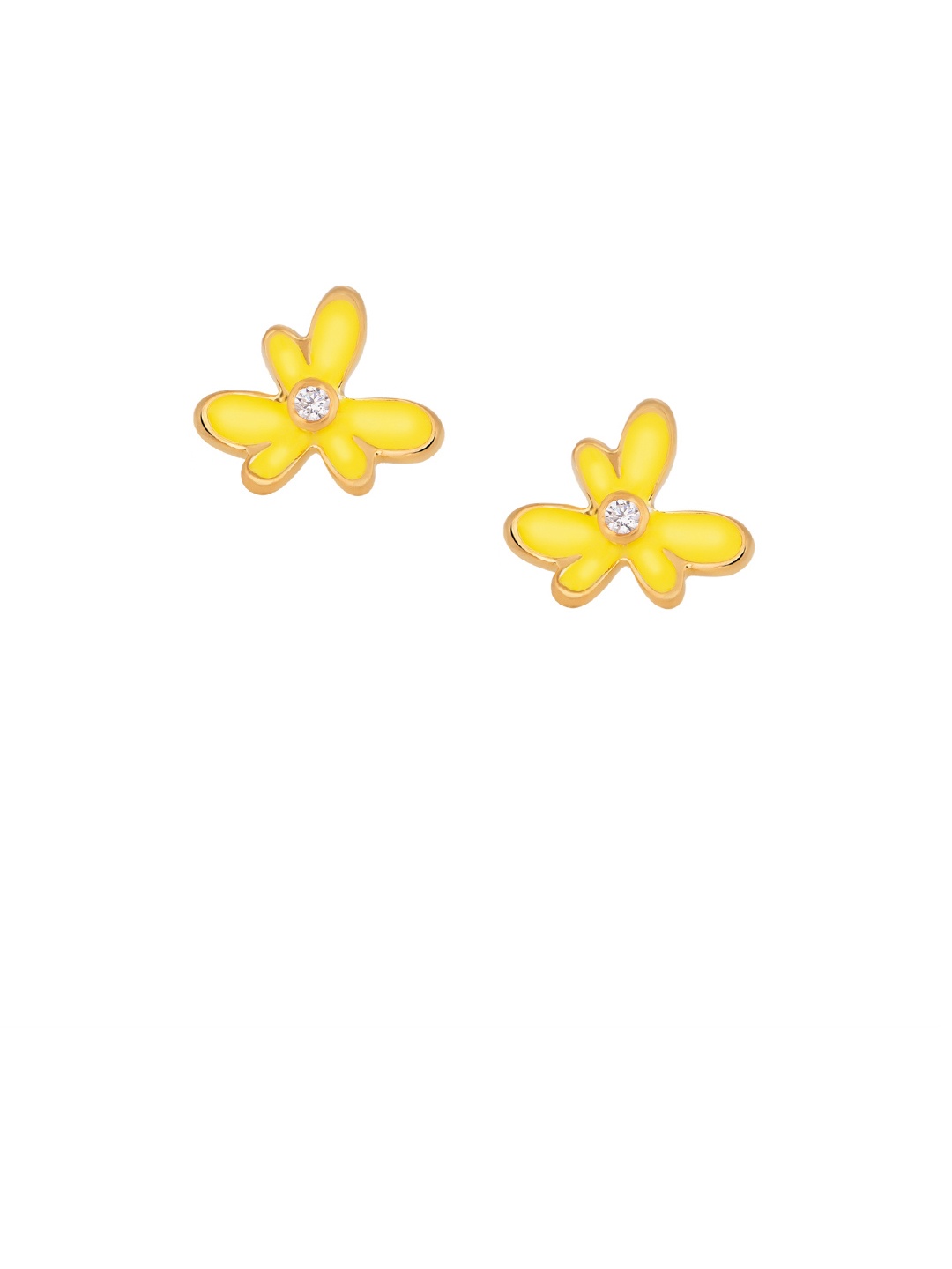 

TALISMAN Gold-Plated Yellow Enamelled Floral Studs