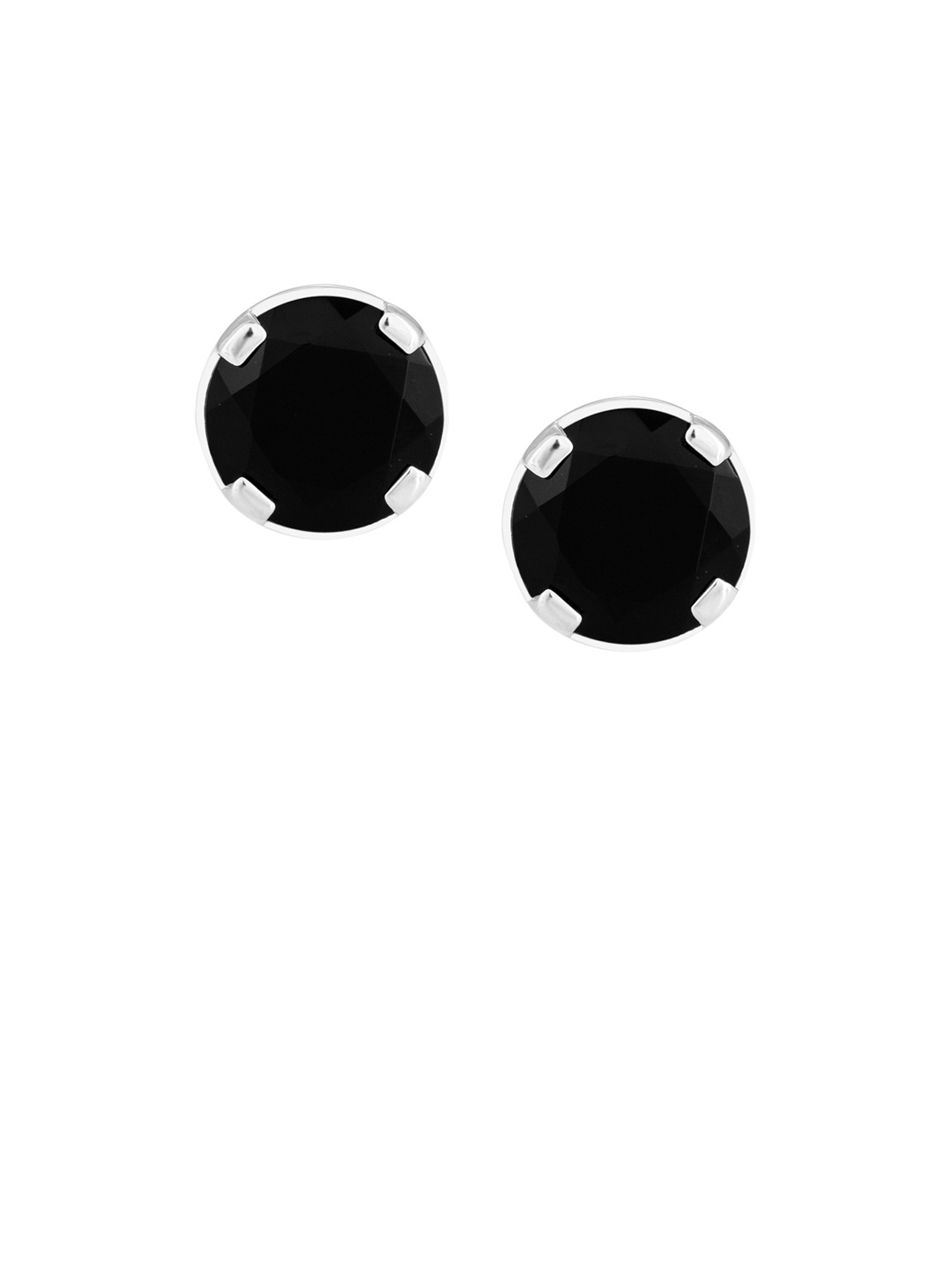 

TALISMAN Silver-Toned & Black Sterling Silver Handcrafted Circular Studs