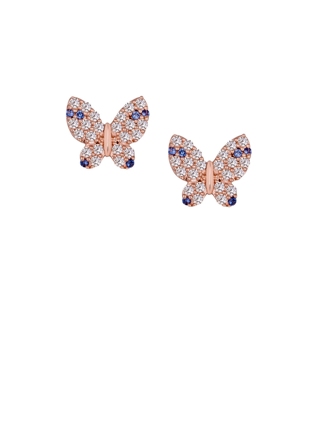 

TALISMAN Rose Gold-Plated Sterling Silver CZ-Studded Quirky Stud Earrings