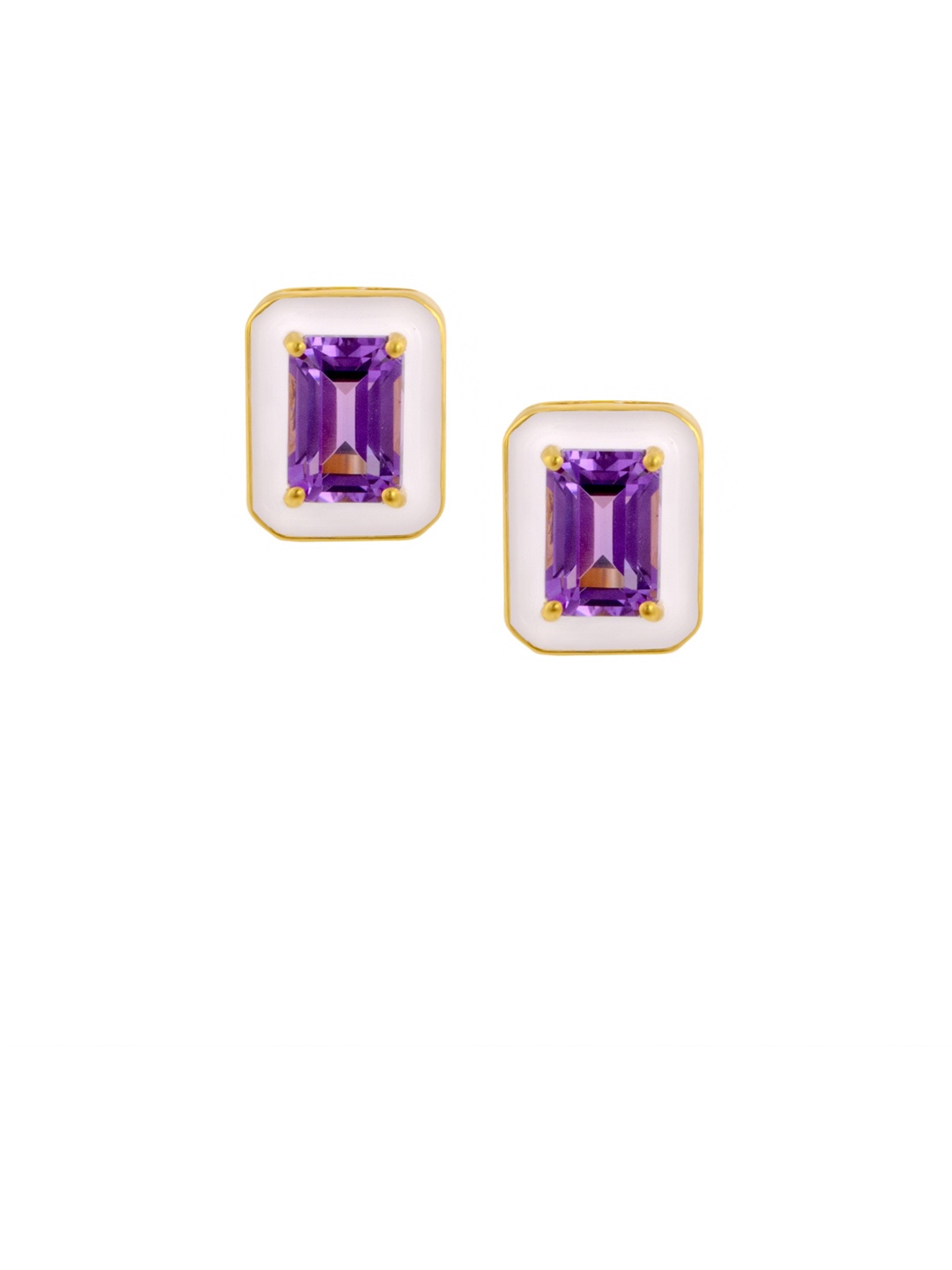 

TALISMAN Gold-Plated & Purple Geometric Sterling Silver Enamelled Studs