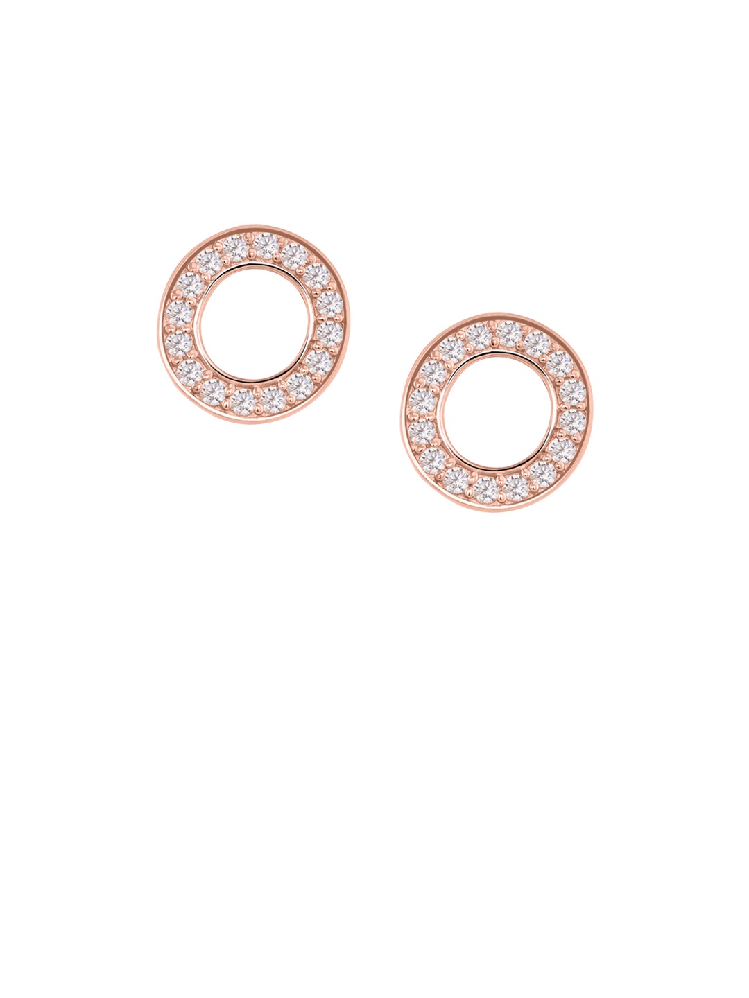 

TALISMAN Rose Gold Plated Circular Handcrafted Sterling Silver CZ Studs