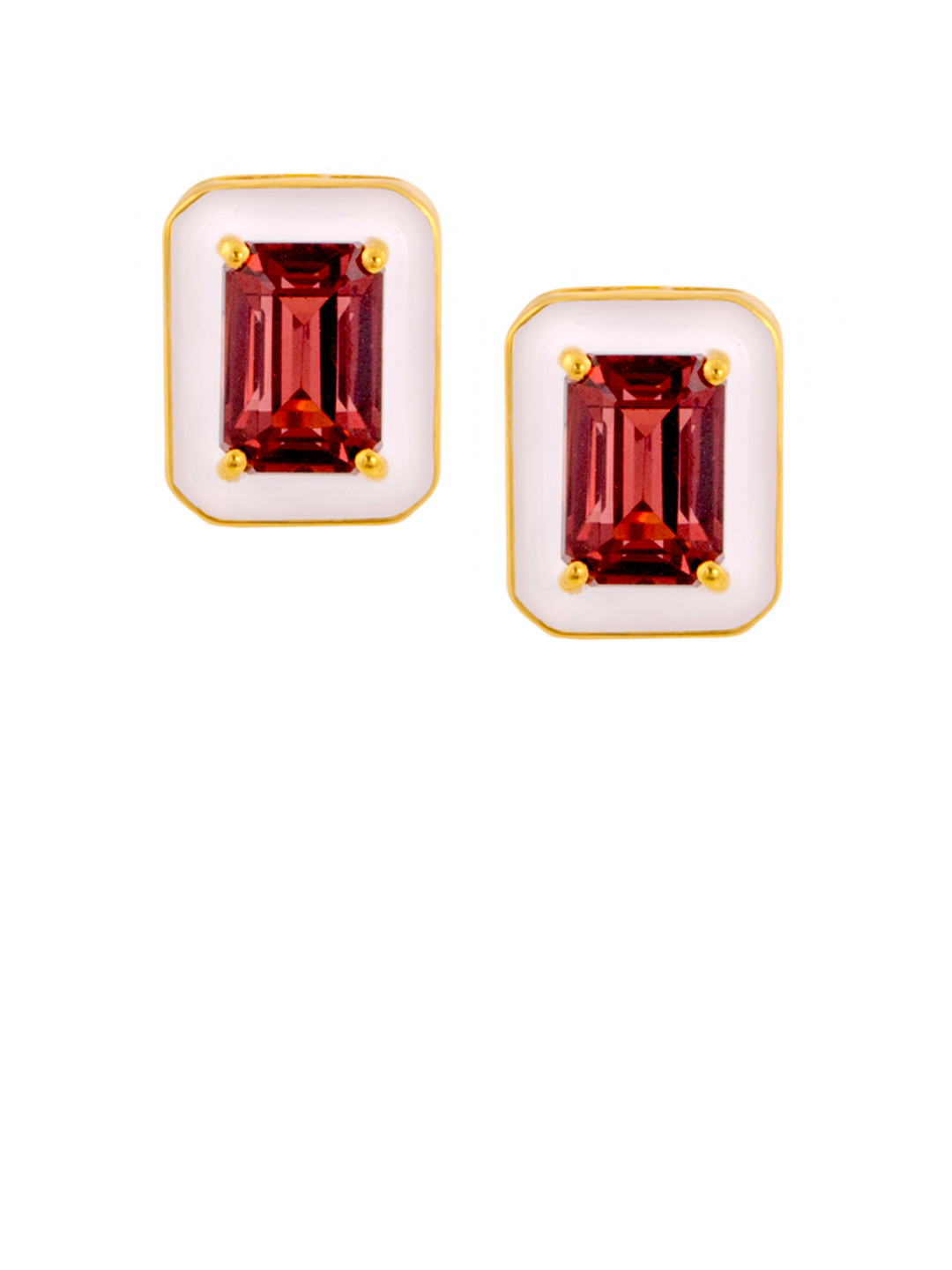 

TALISMAN Rose Gold-Plated Sterling Silver CZ-Studded Rectangular Stud Earrings