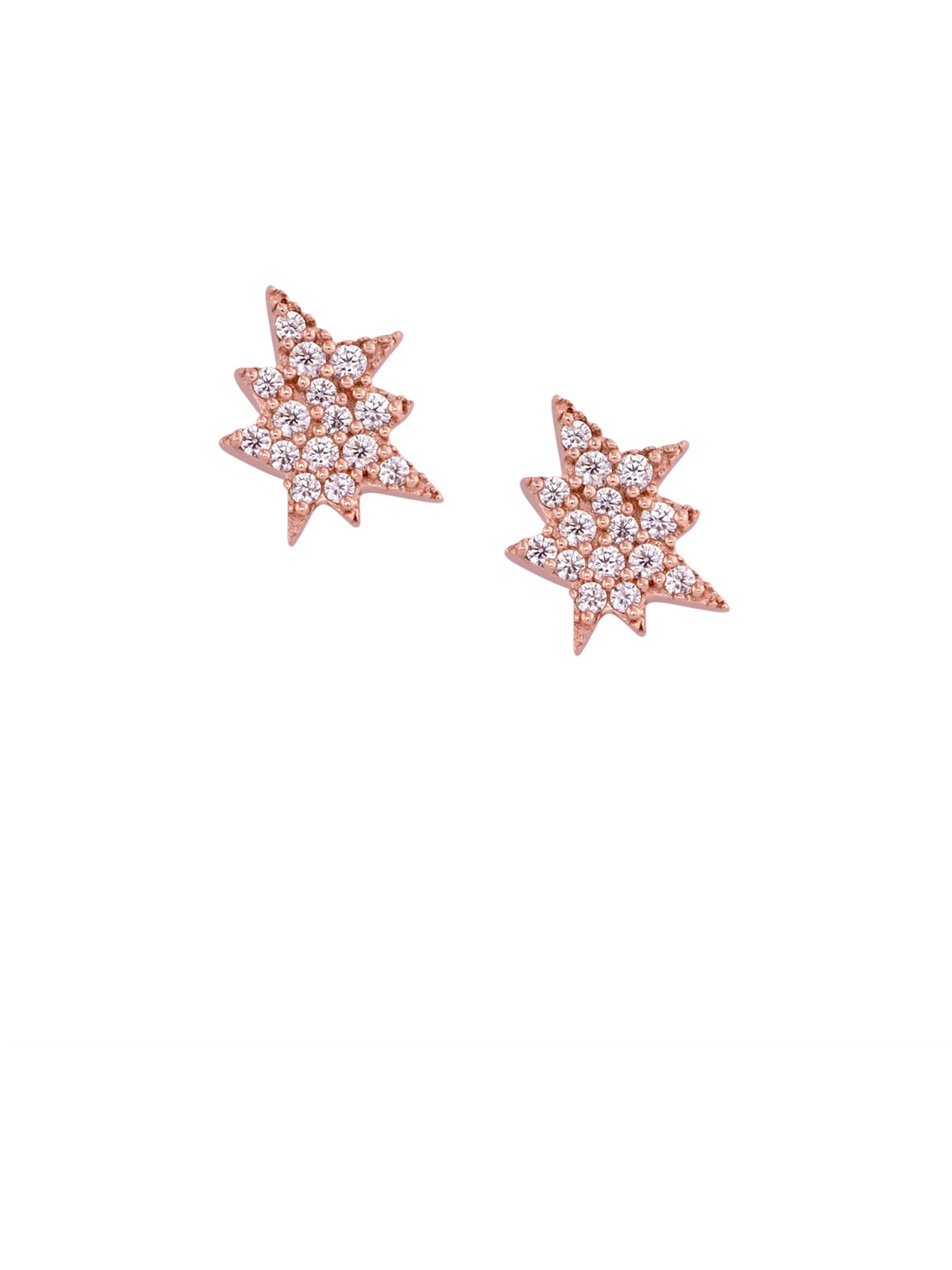 

TALISMAN Silver-Toned & Pink Rose Gold-Plated CZ Handcrafted Quirky Studs