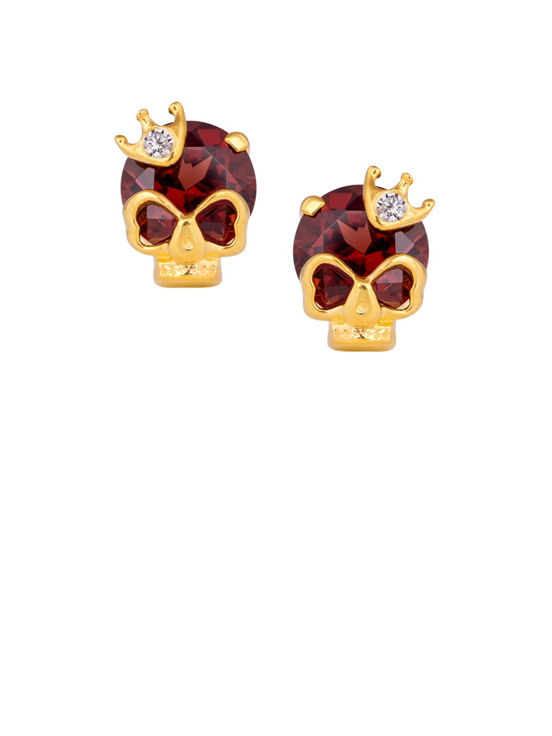

TALISMAN Gold-Plated & Maroon Quirky Handcrafted Studs