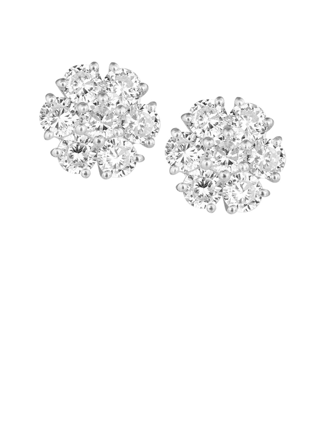 

TALISMAN Rhodium-Plated White Handcrafted Circular Studs