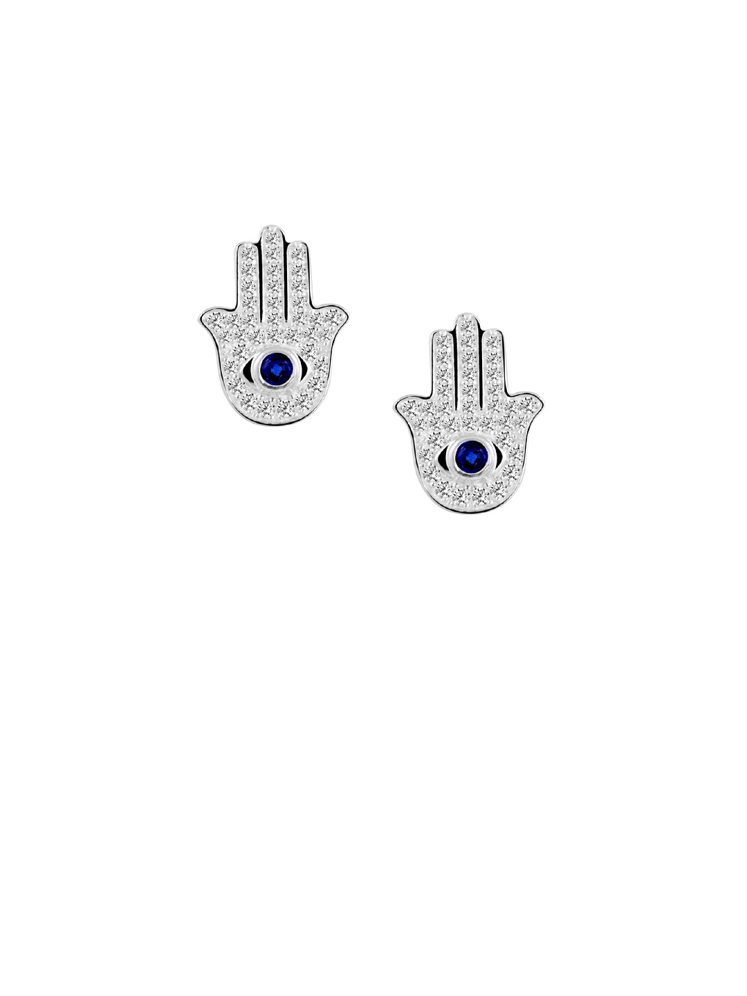 

TALISMAN Rhodium-Plated Blue Handcrafted Contemporary Studs