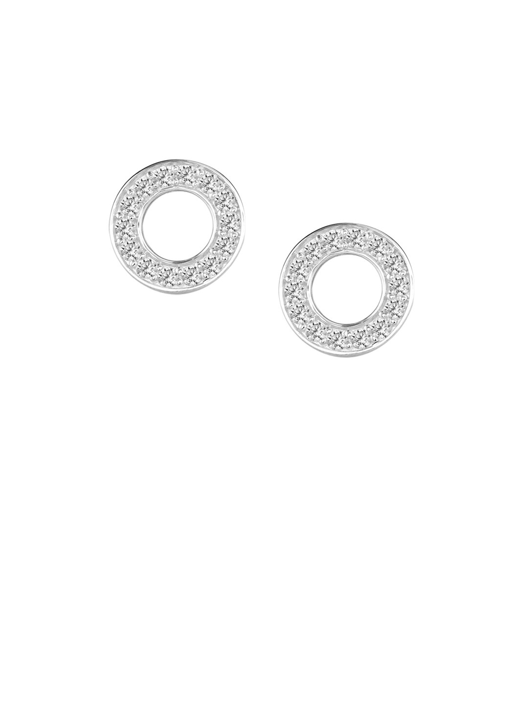 

TALISMAN Silver-Plated Handcrafted Sterling Silver CZ Circular Studs