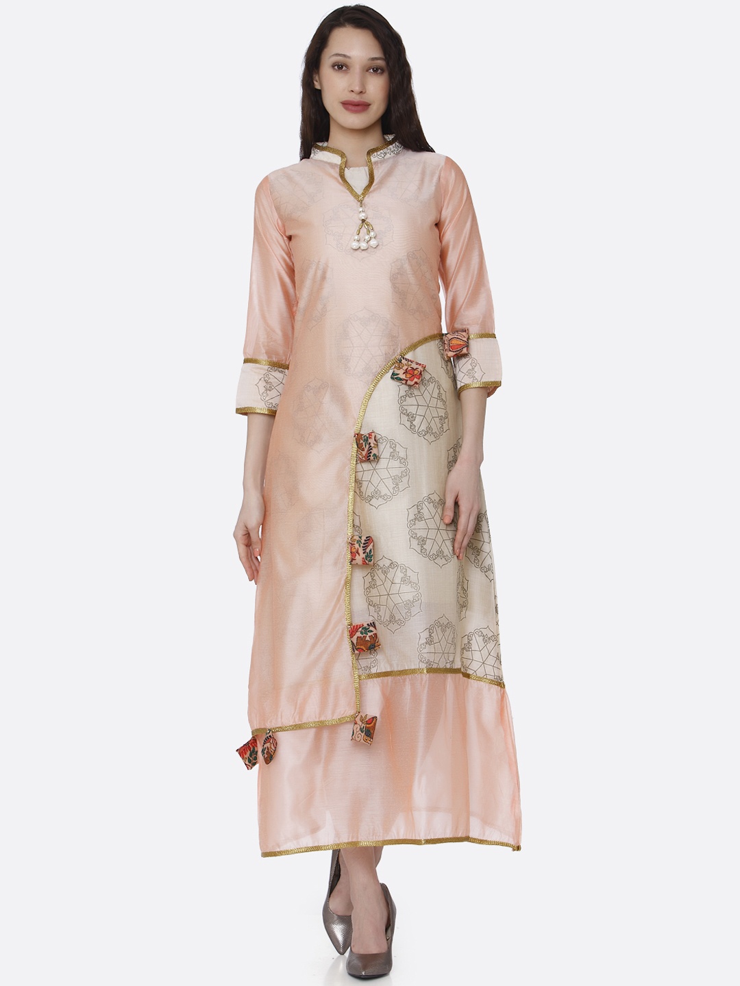 

RAISIN Peach-Coloured A-Line Kurta Dress