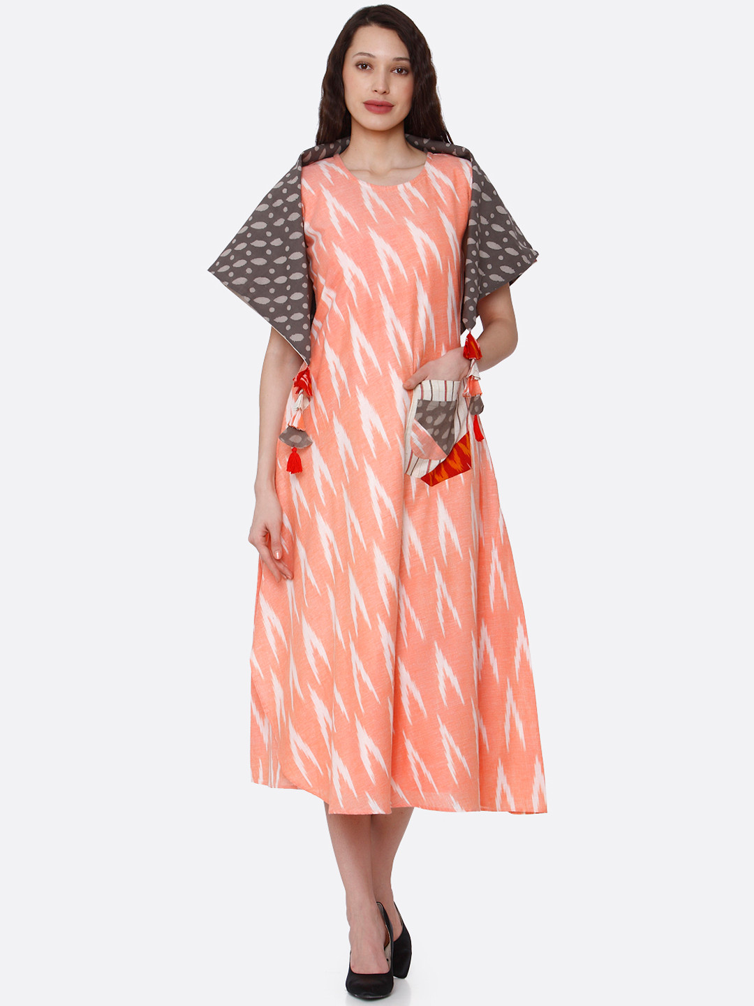 

RAISIN Women Peach-Coloured Printed A-Line Dress