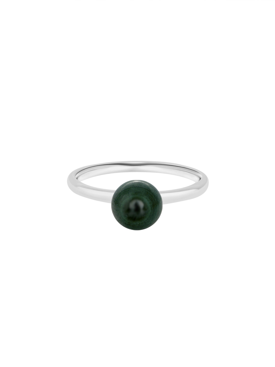 

TALISMAN Women Rhodium-Plated Silver-Toned & Green Stone-Studded Handcrafted Ring