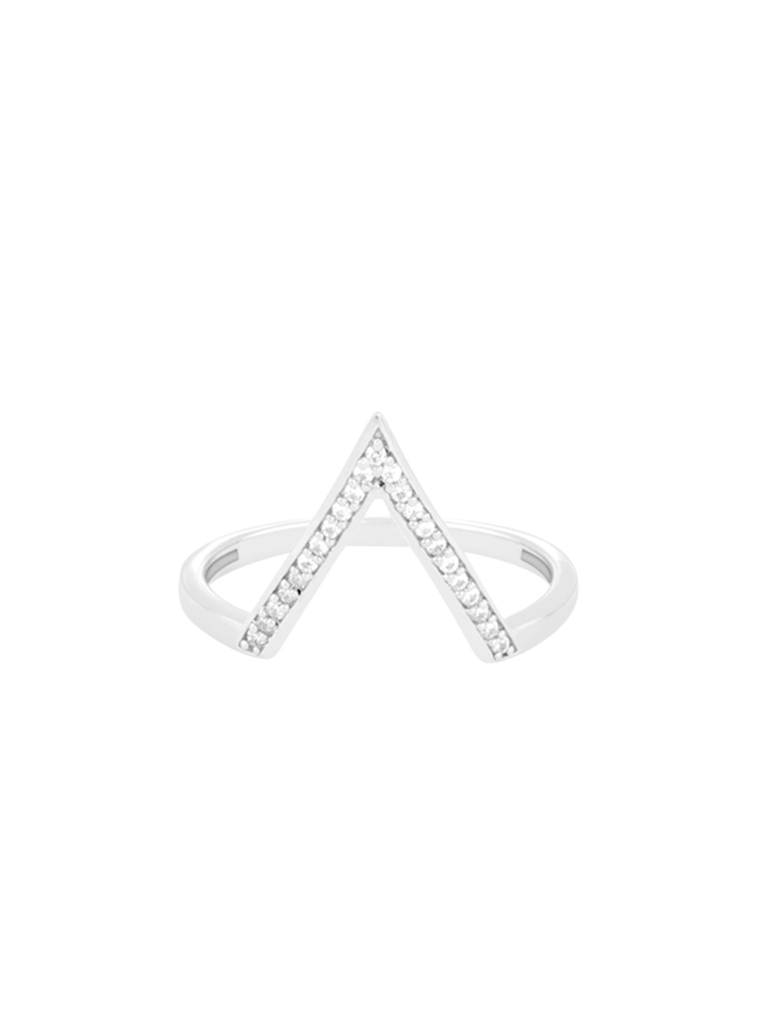 

TALISMAN Women Rhodium-Plated Silver-Toned Cubic Zirconia-Studded Handcrafted Ring