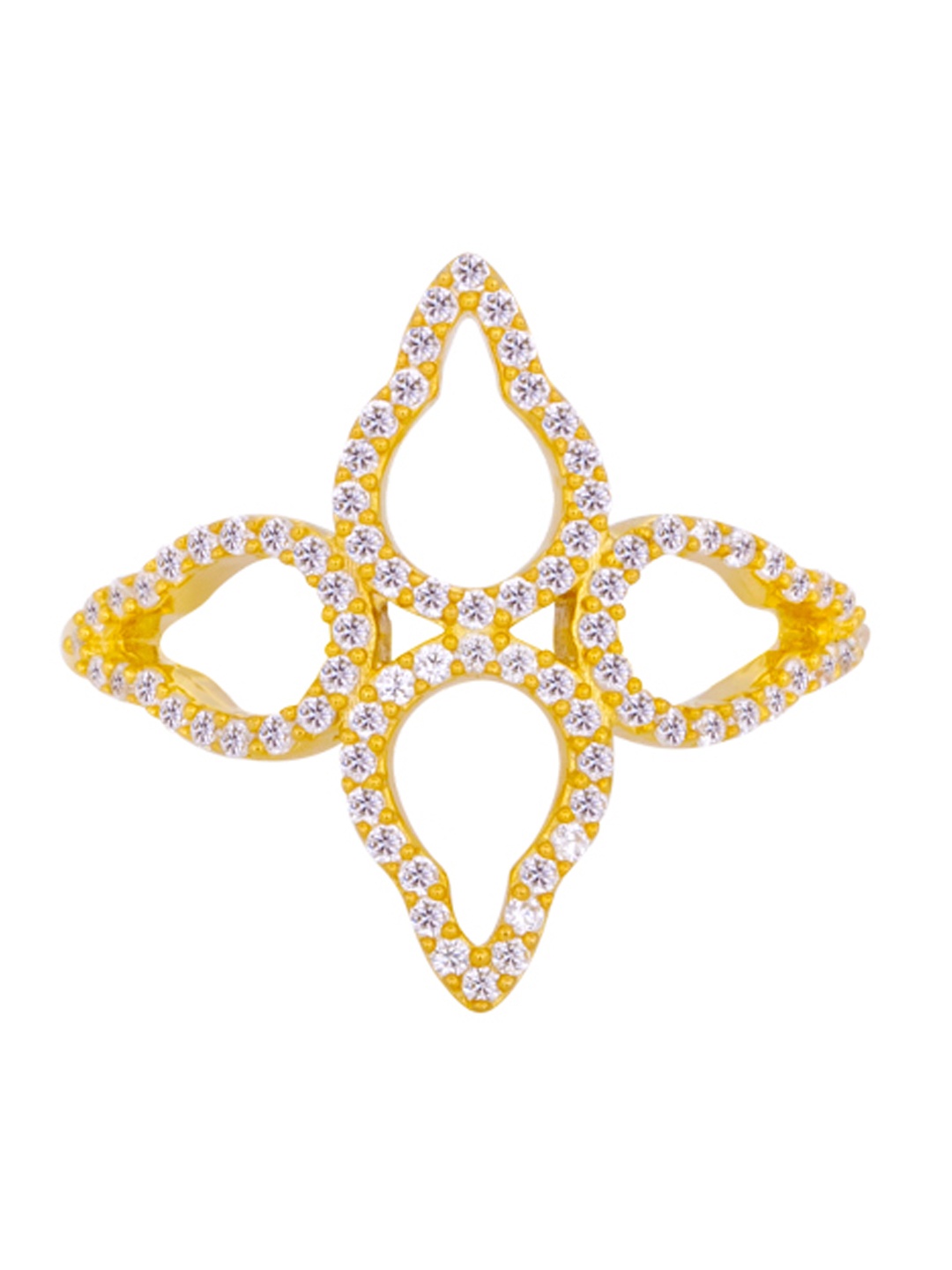 

TALISMAN Women Gold-Plated Cubic Zirconia-Studded Handcrafted Ring