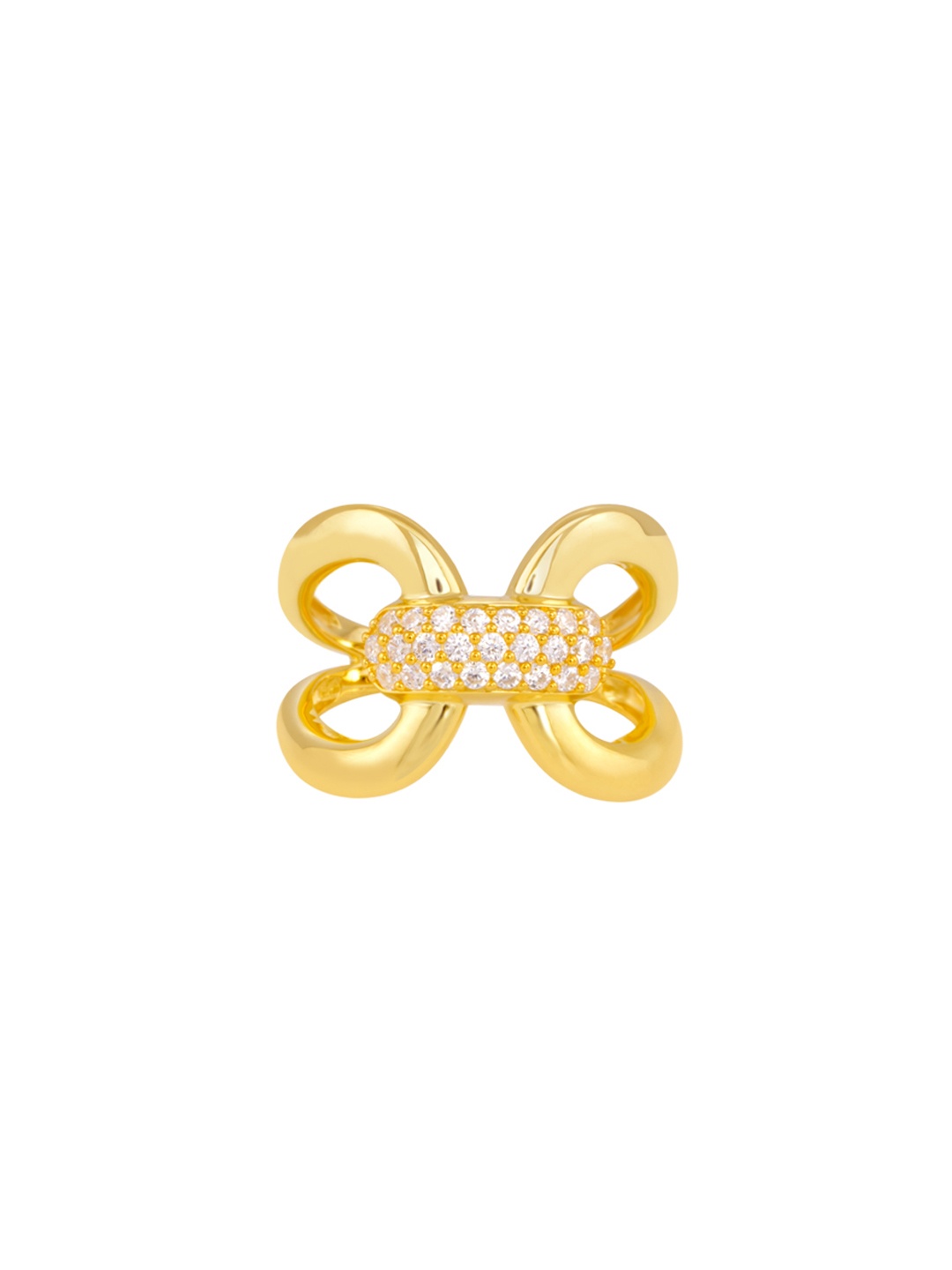 

TALISMAN Women Gold-Plated Cubic Zirconia-Studded Handcrafted Ring