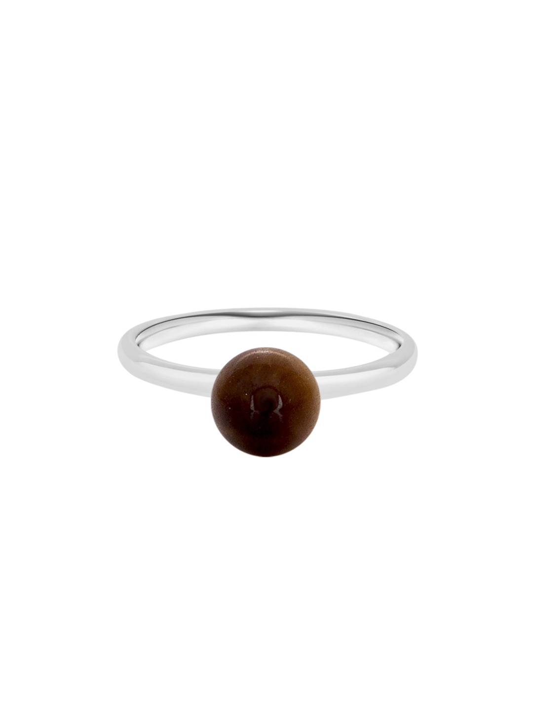 

TALISMAN Women Rhodium-Plated Silver-Plated Tiger's Eye-Studded Handcrafted Ring