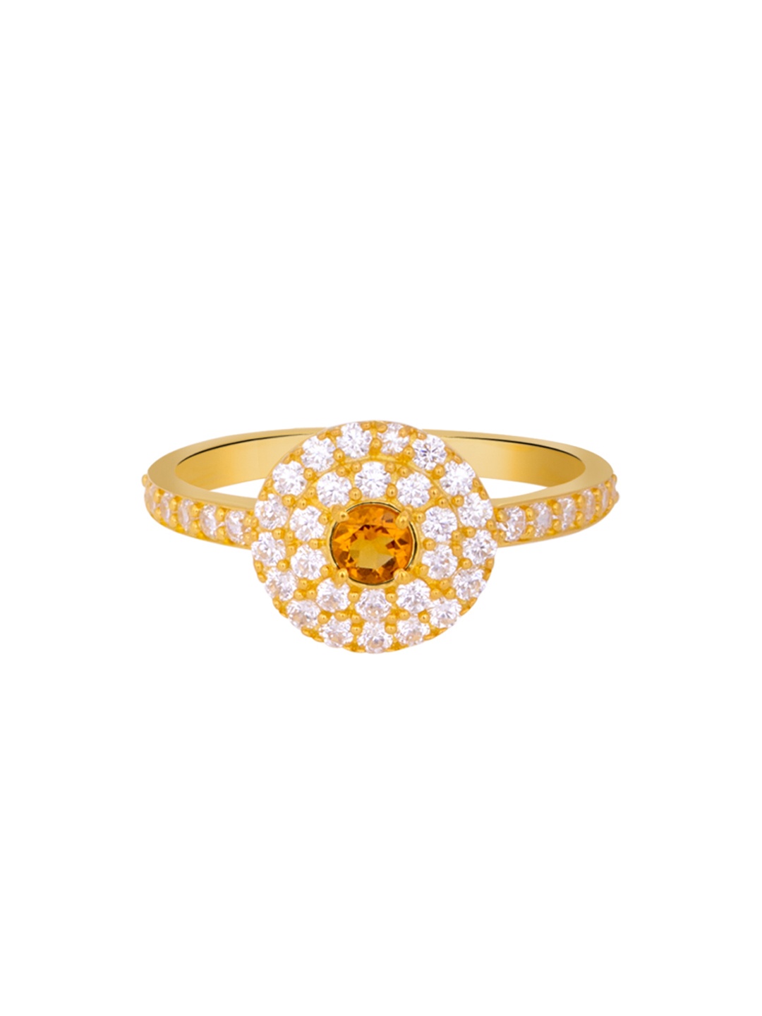 

TALISMAN Women Handcrafted Gold-Plated 925 Sterling Silver Cubic Zirconia-Studded Ring