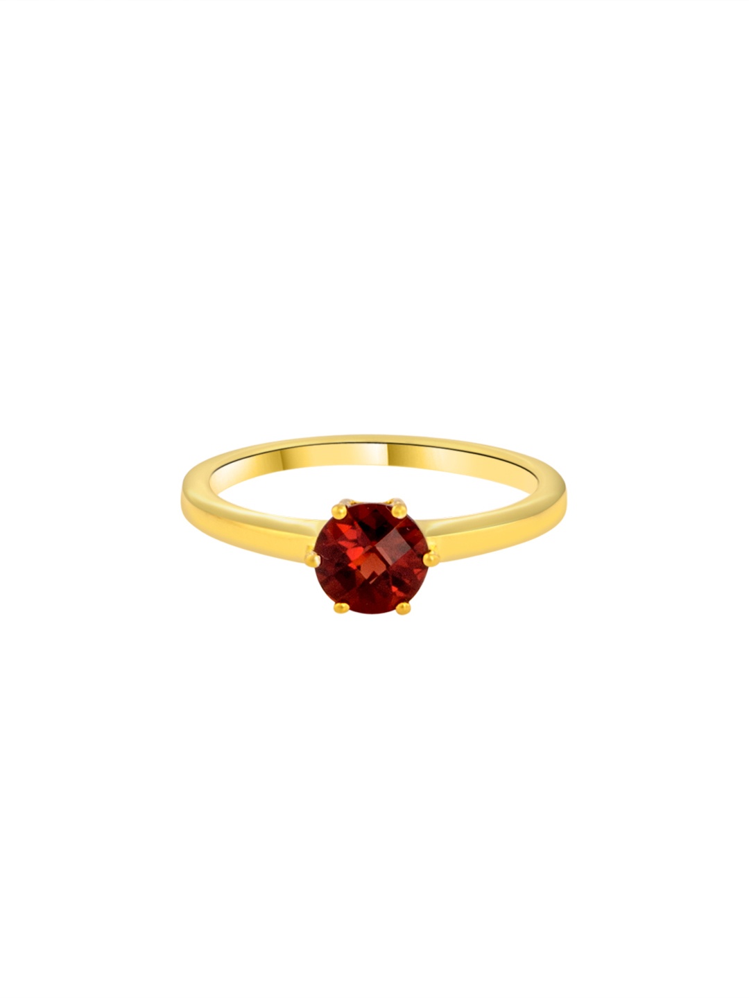 

TALISMAN Women Handcrafted Gold-Plated 925 Sterling Silver Red Garnet-Studded Ring