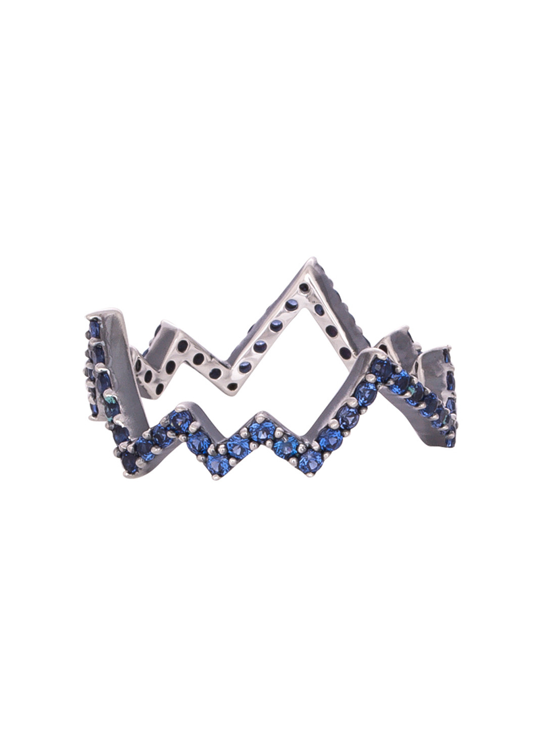 

TALISMAN Women Rhodium-Plated Silver-Toned & Blue Cubic Zirconia-Studded Handcrafted Ring