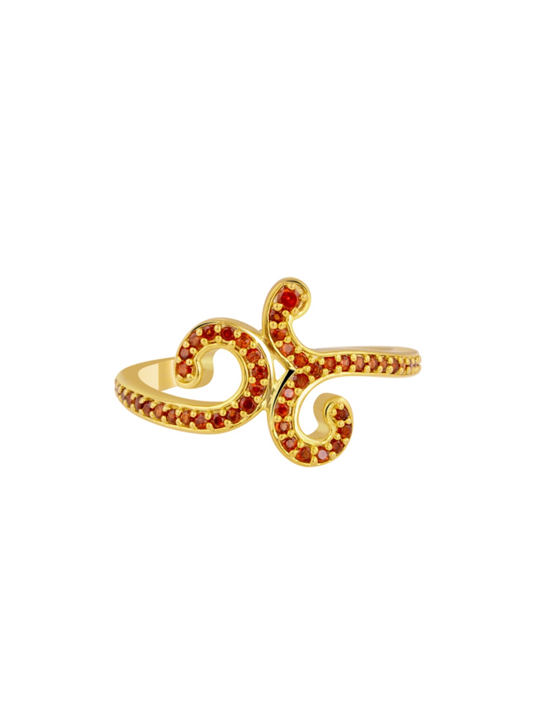 

TALISMAN Women Gold-Plated & Red Garnet-Studded Handcrafted Ring
