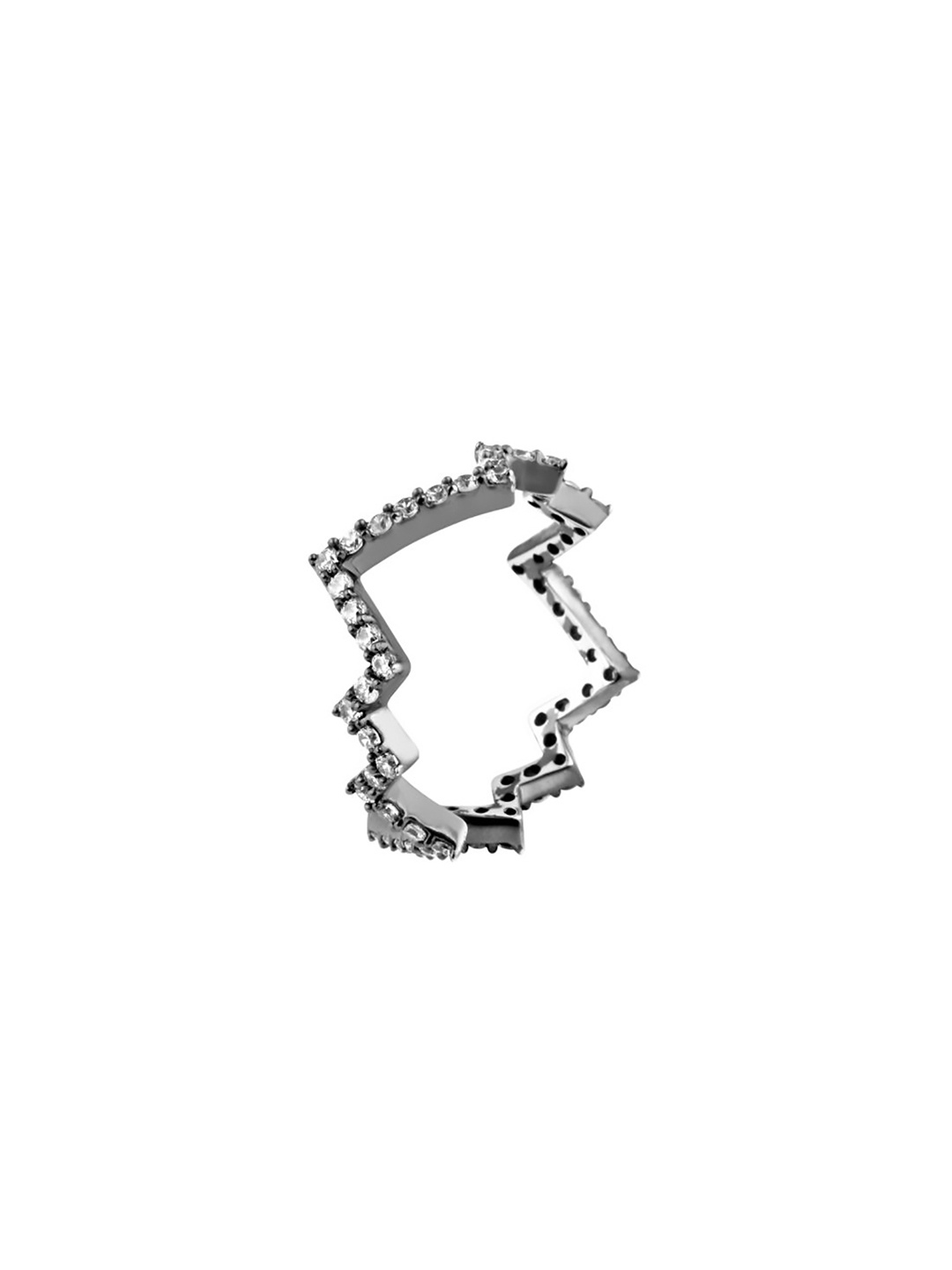 

TALISMAN Women Rhodium-Plated Silver-Toned Cubic Zirconia-Studded Handcrafted Ring