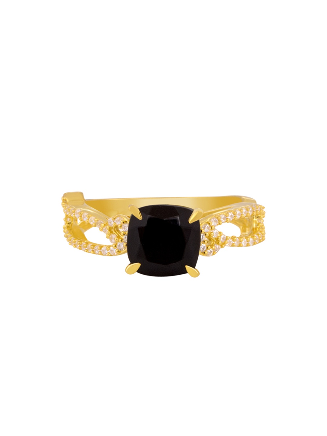 

TALISMAN Women Handcrafted Gold-Plated & Black Onyx-Studded Ring