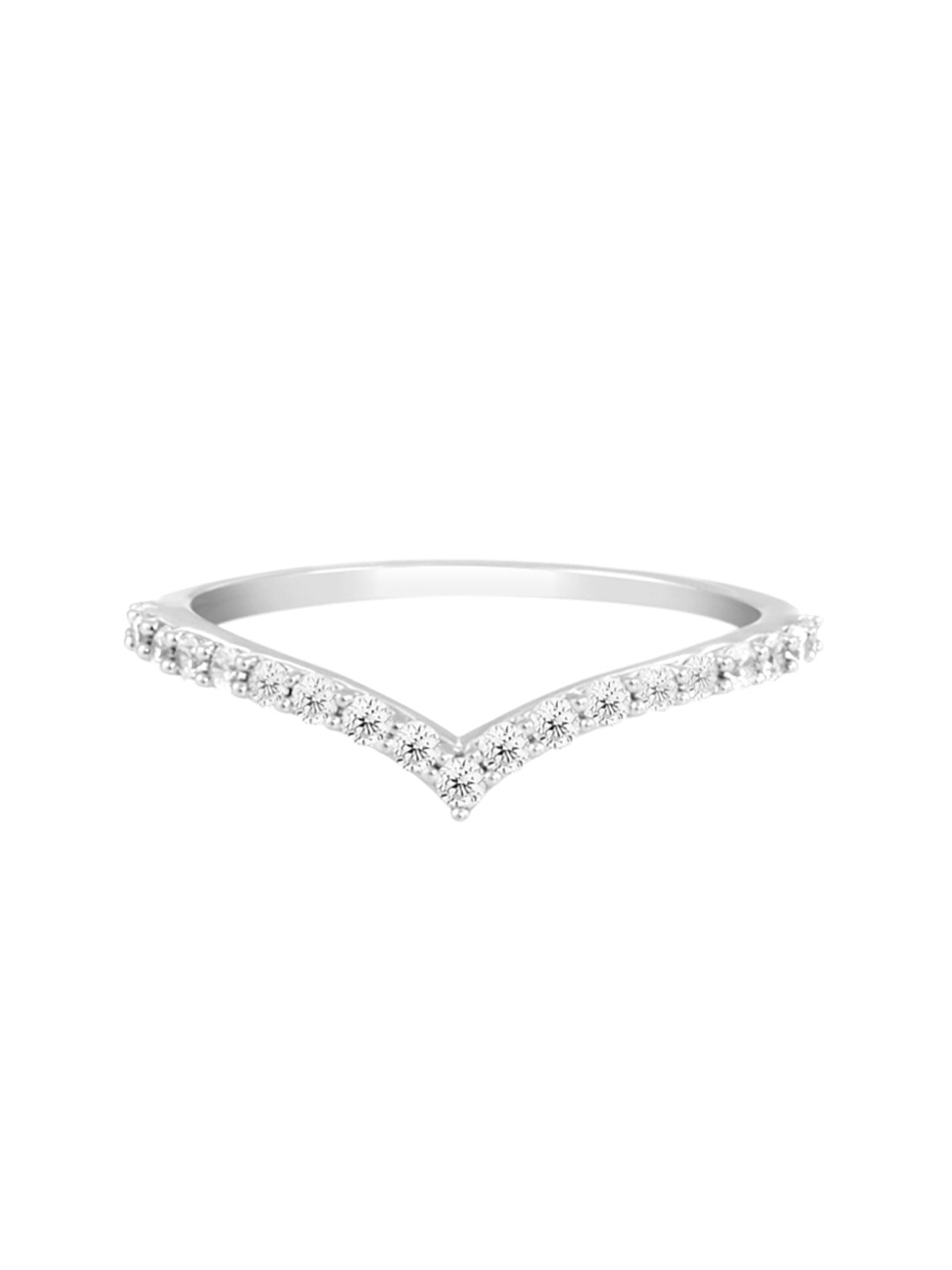 

TALISMAN Women Rhodium-Plated Silver-Toned Cubic Zirconia-Studded Handcrafted Ring