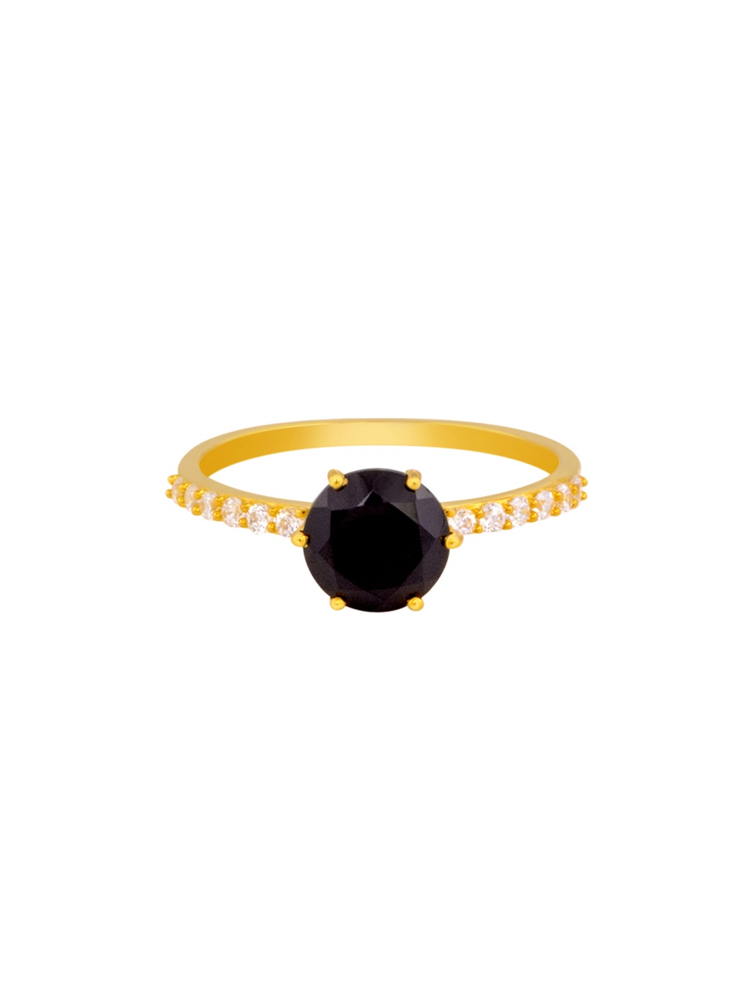 

TALISMAN Women Gold-Plated & Black Onyx-Studded Handcrafted Ring