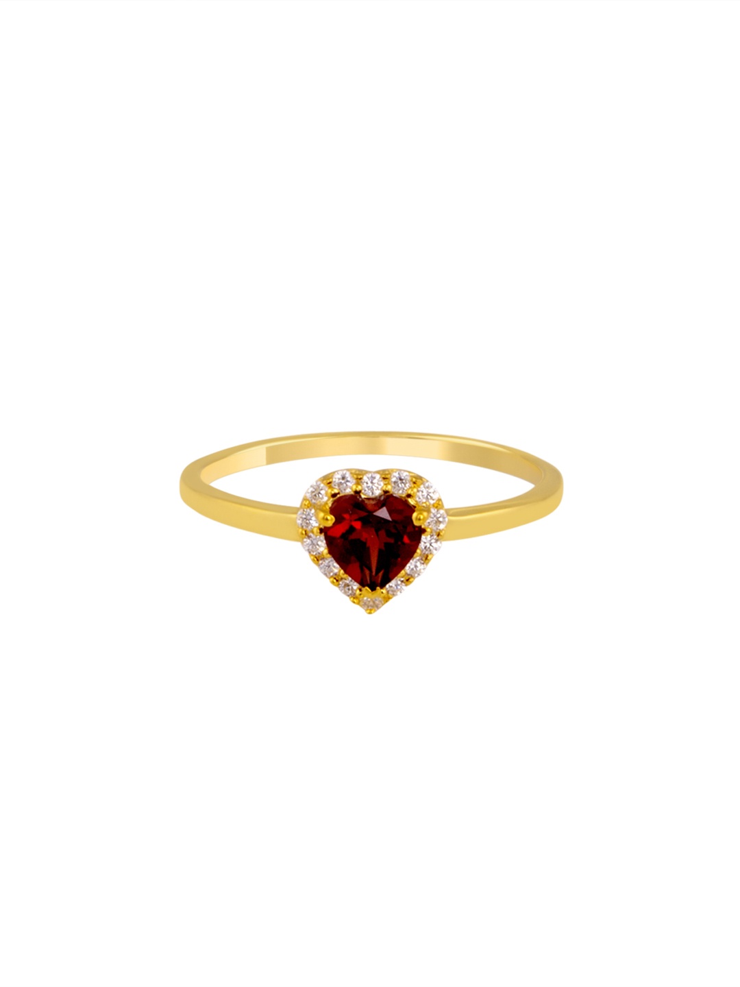 

TALISMAN Women Gold-Plated & Red Cubic Zirconia-Studded Handcrafted Ring