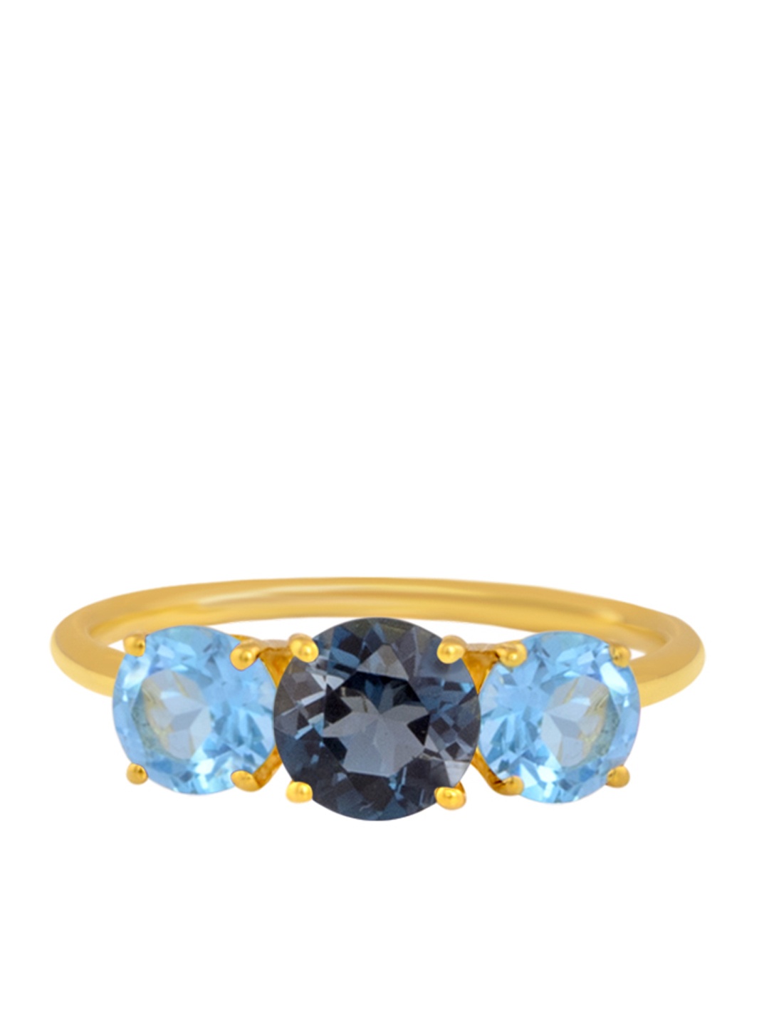 

TALISMAN Women Handcrafted Gold-Plated 925 Sterling Silver Blue Stone-Studded Ring