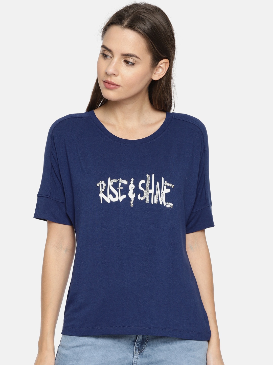 

Jealous 21 Women Navy Blue Solid Top