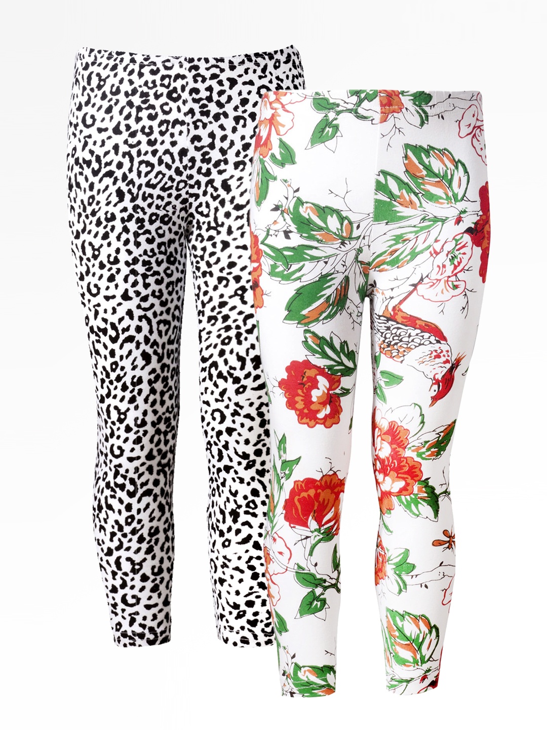 

Naughty Ninos Girls Pack of 2 Printed Ankle-Length Leggings, White