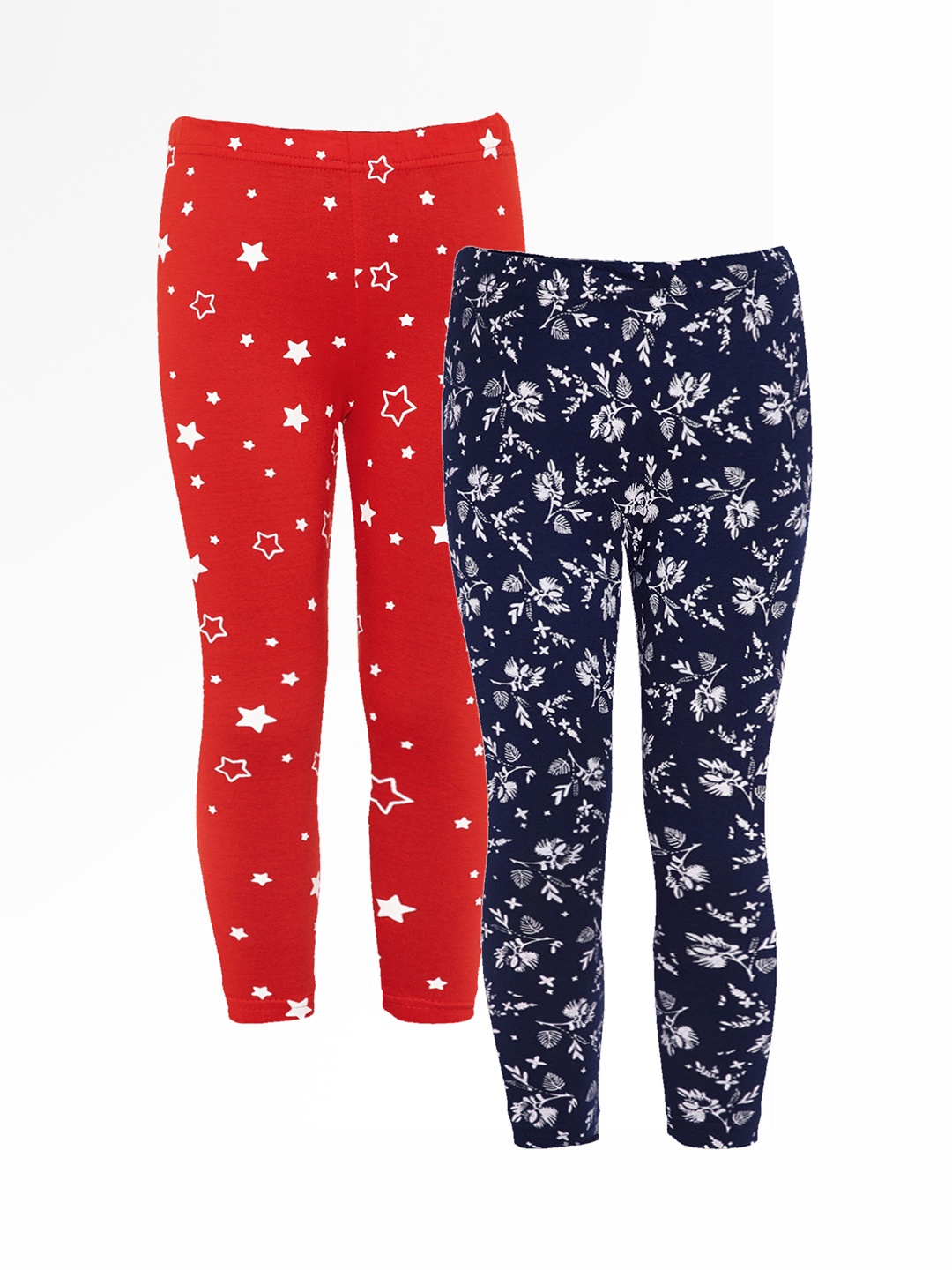 

Naughty Ninos Girls Pack of 2 Printed Ankle-Length Leggings, Navy blue