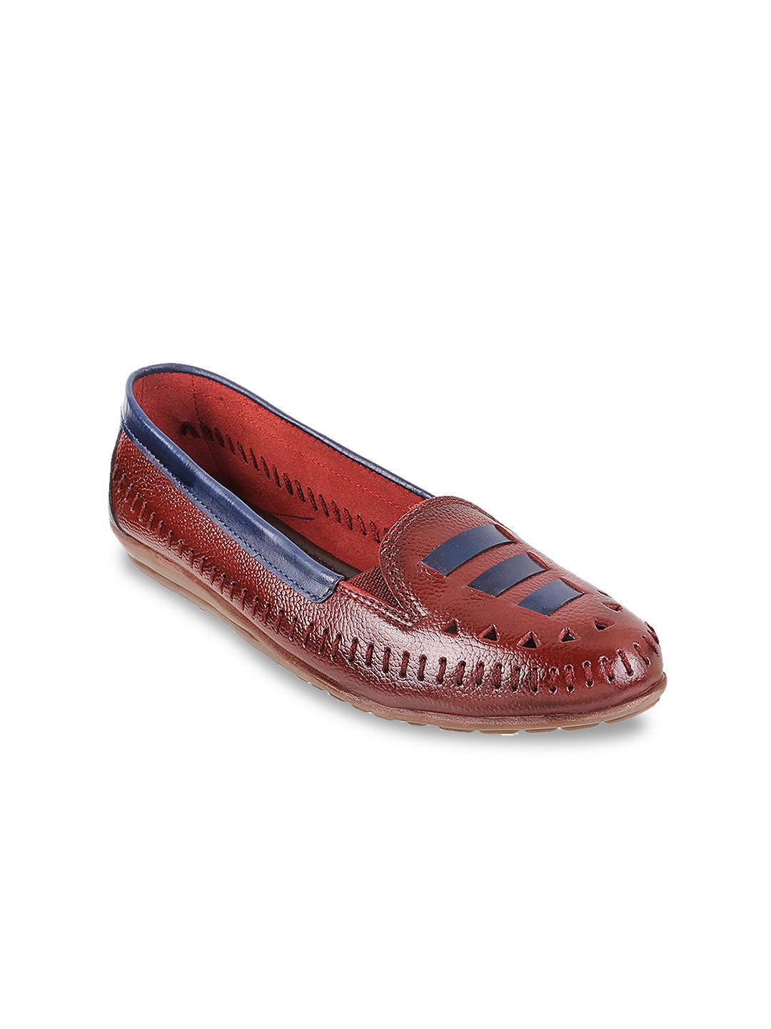 

Mochi Women Maroon Solid Leather Ballerinas