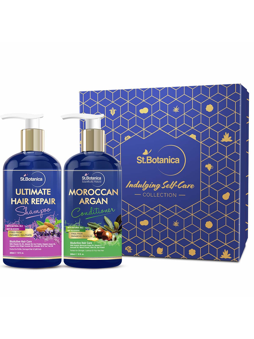 

St.Botanica Ultimate Hair Repair Shampoo + Moroccan Argan Hair Conditioner 300ml Each, Nude