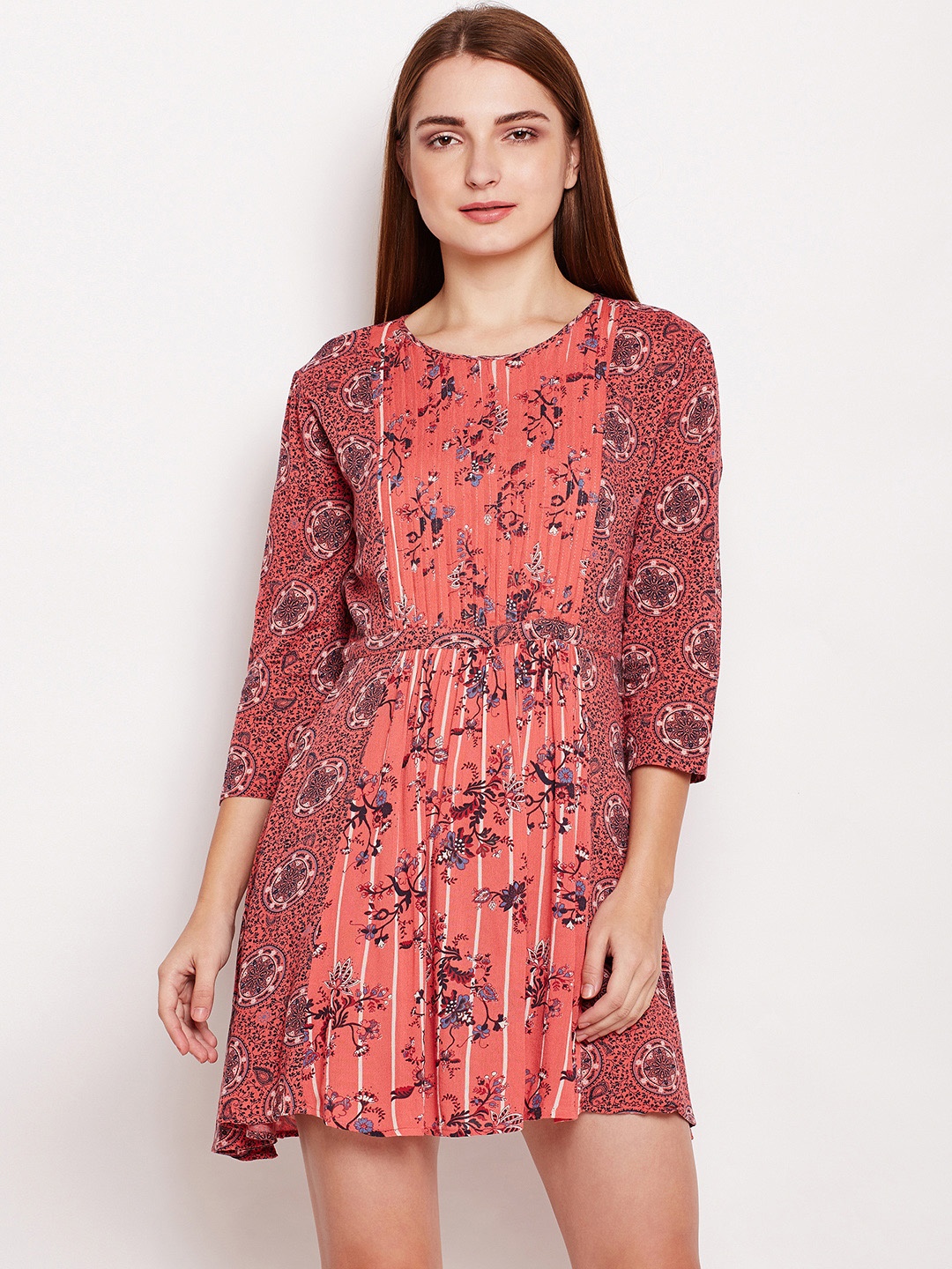 

Oxolloxo Women Pink Printed A-Line Dress