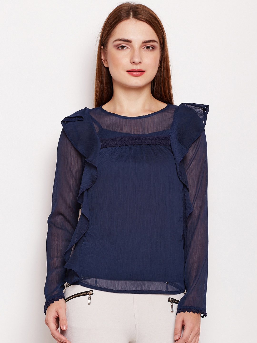 

Oxolloxo Women Navy Blue Solid Top