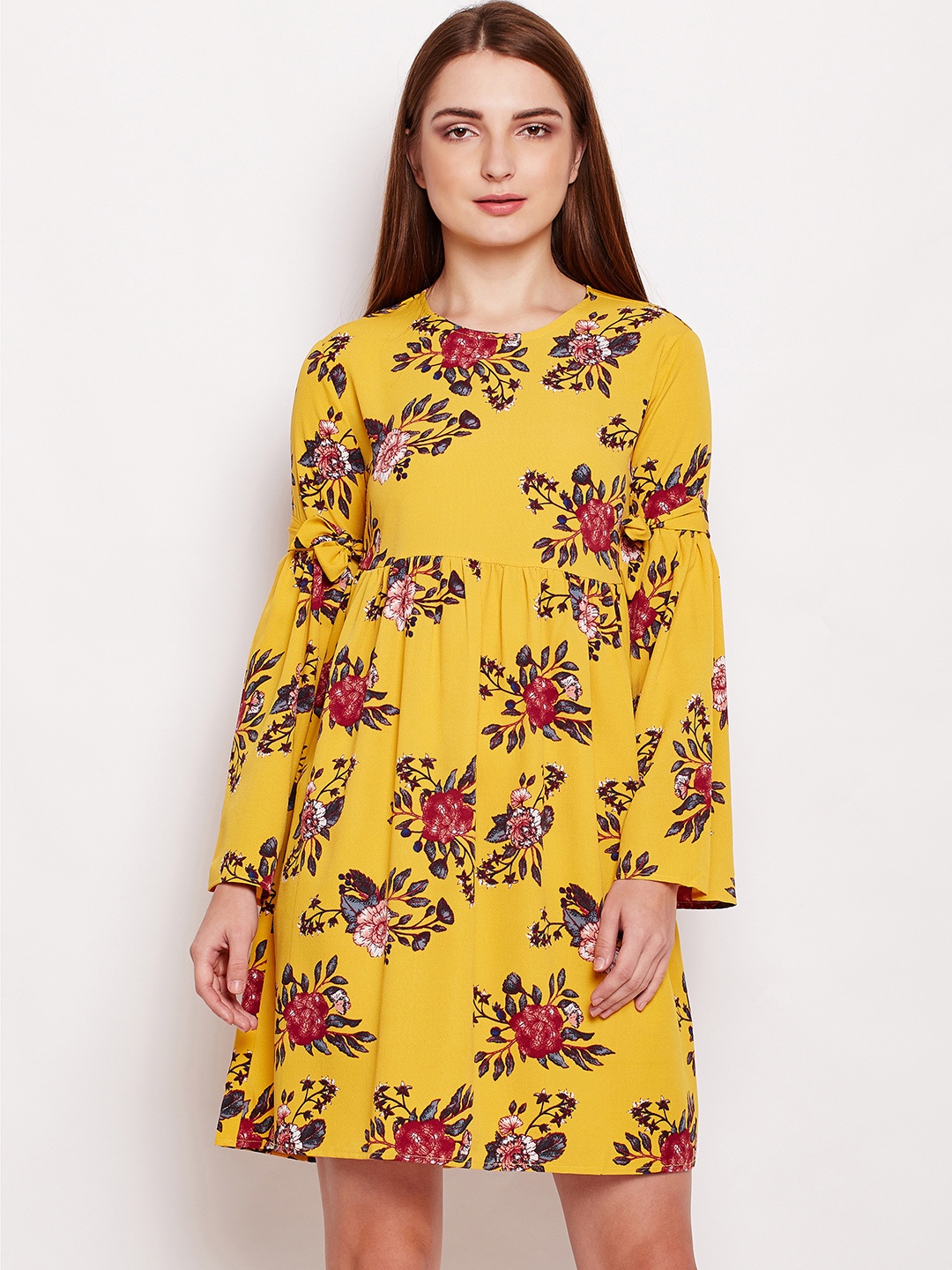 

Oxolloxo Women Yellow Printed Bella Surreal Sunset Fashion Octane Dress