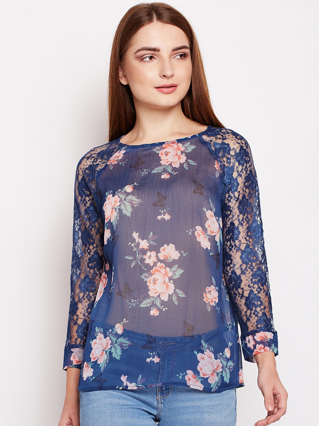 

Oxolloxo Women Blue Printed Top