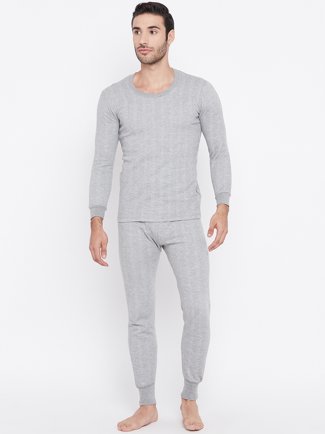 

VIMAL JONNEY Men Grey Melange Thermal Set SETthermal_RNFSMlng_01