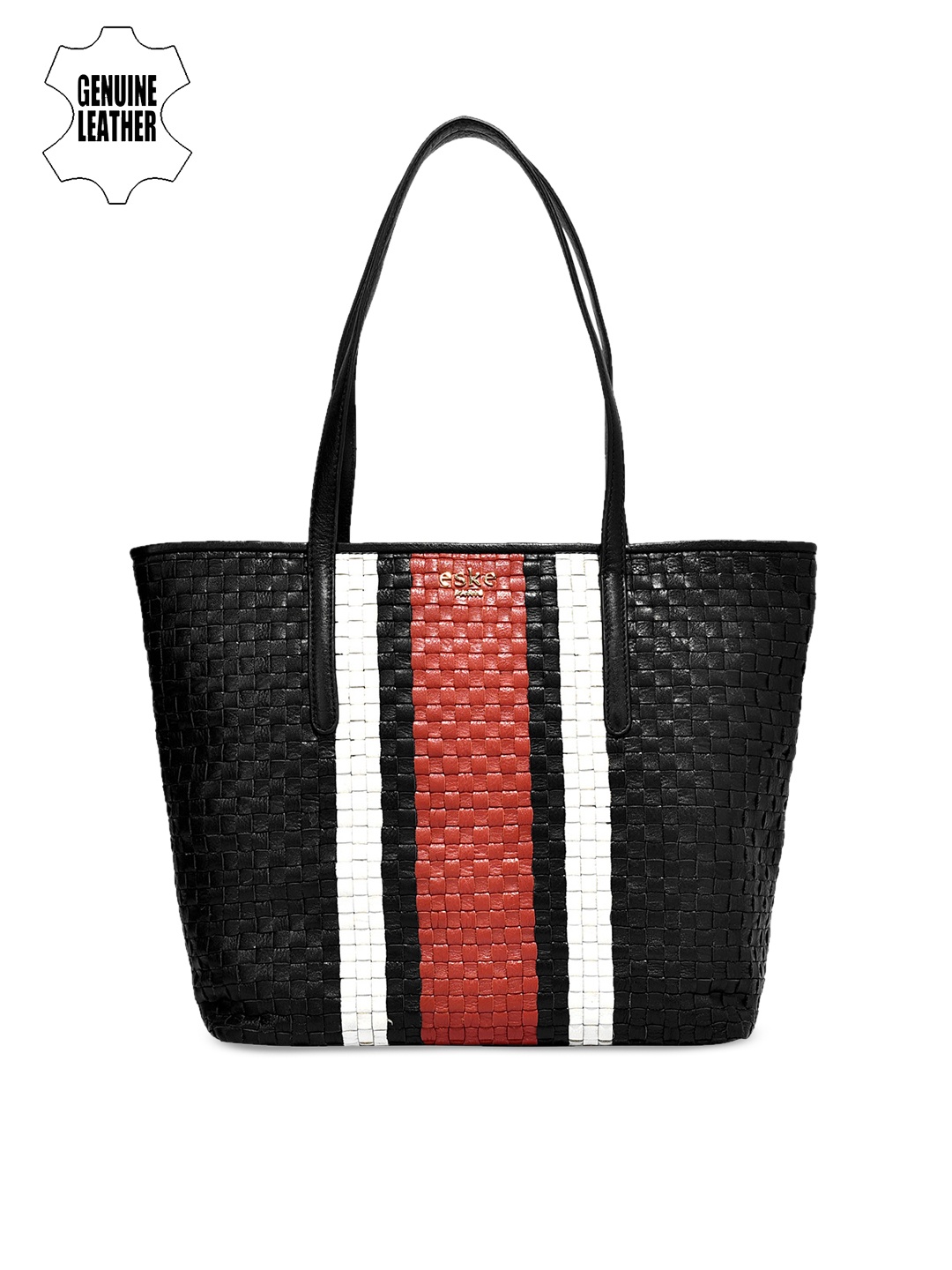 

Eske Black & Red Textured Leather Shoulder Bag