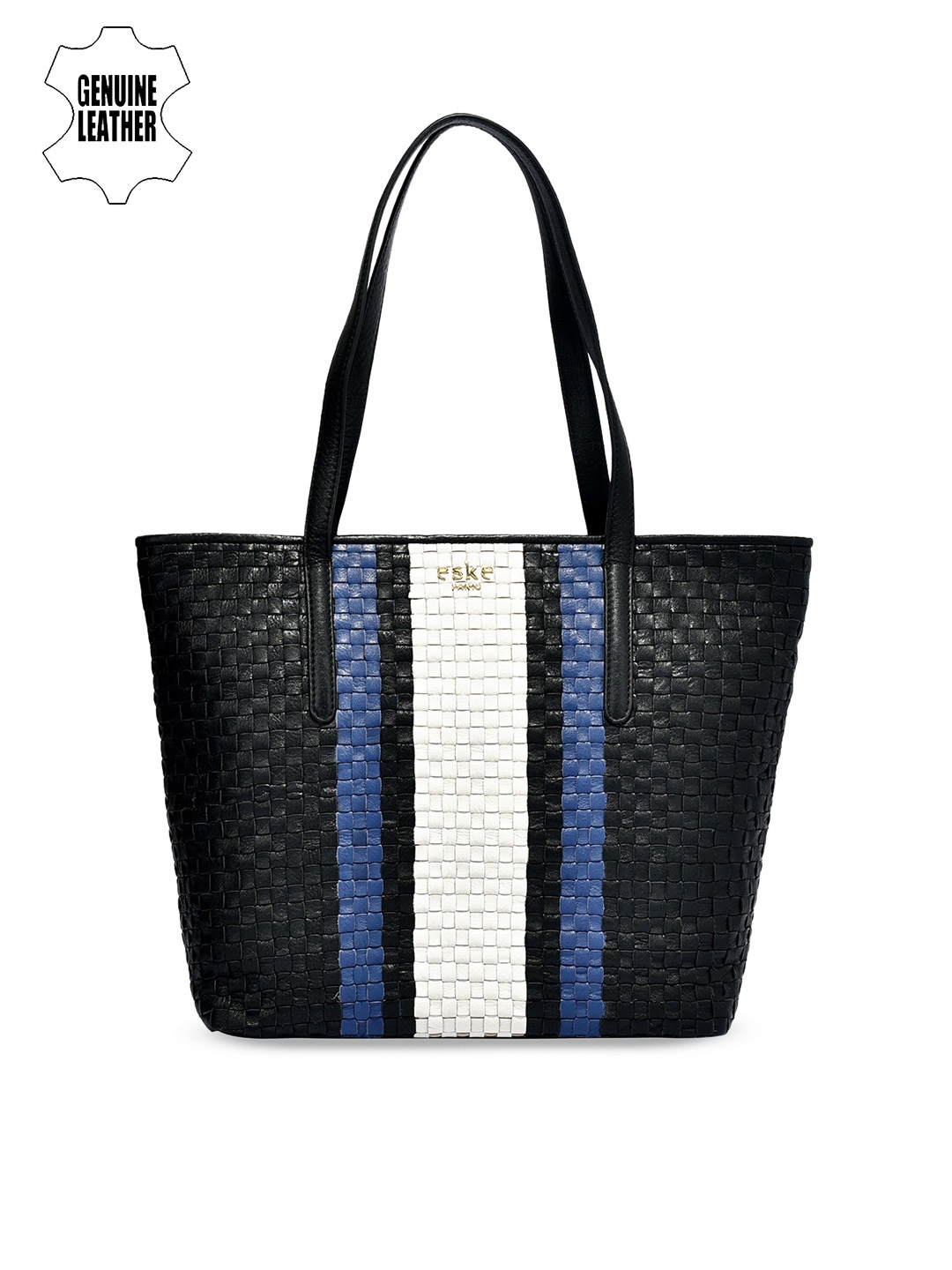 

Eske Black & Blue Textured Leather Shoulder Bag