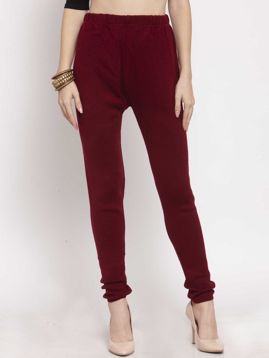 

Castle Maroon Solid Woollen Leggings